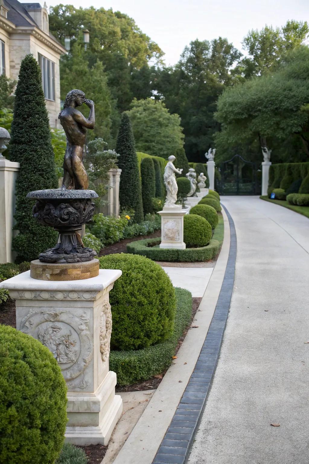 Sculptures add personality and visual interest.