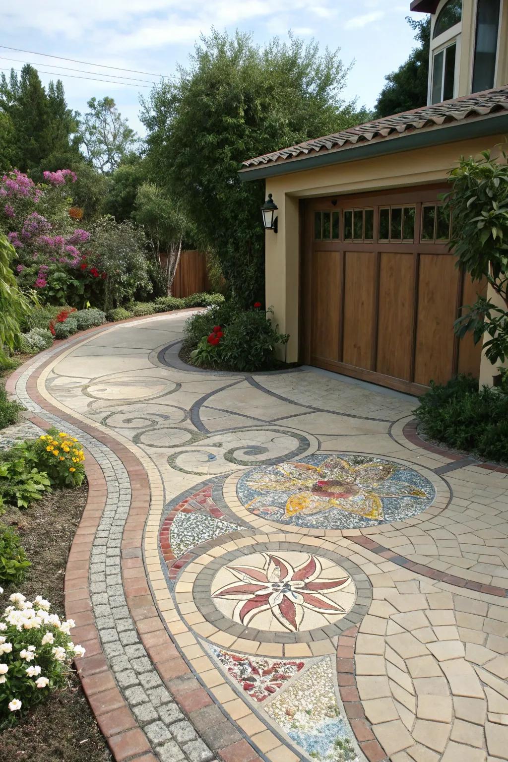 Mosaic tiles add color and unique design.