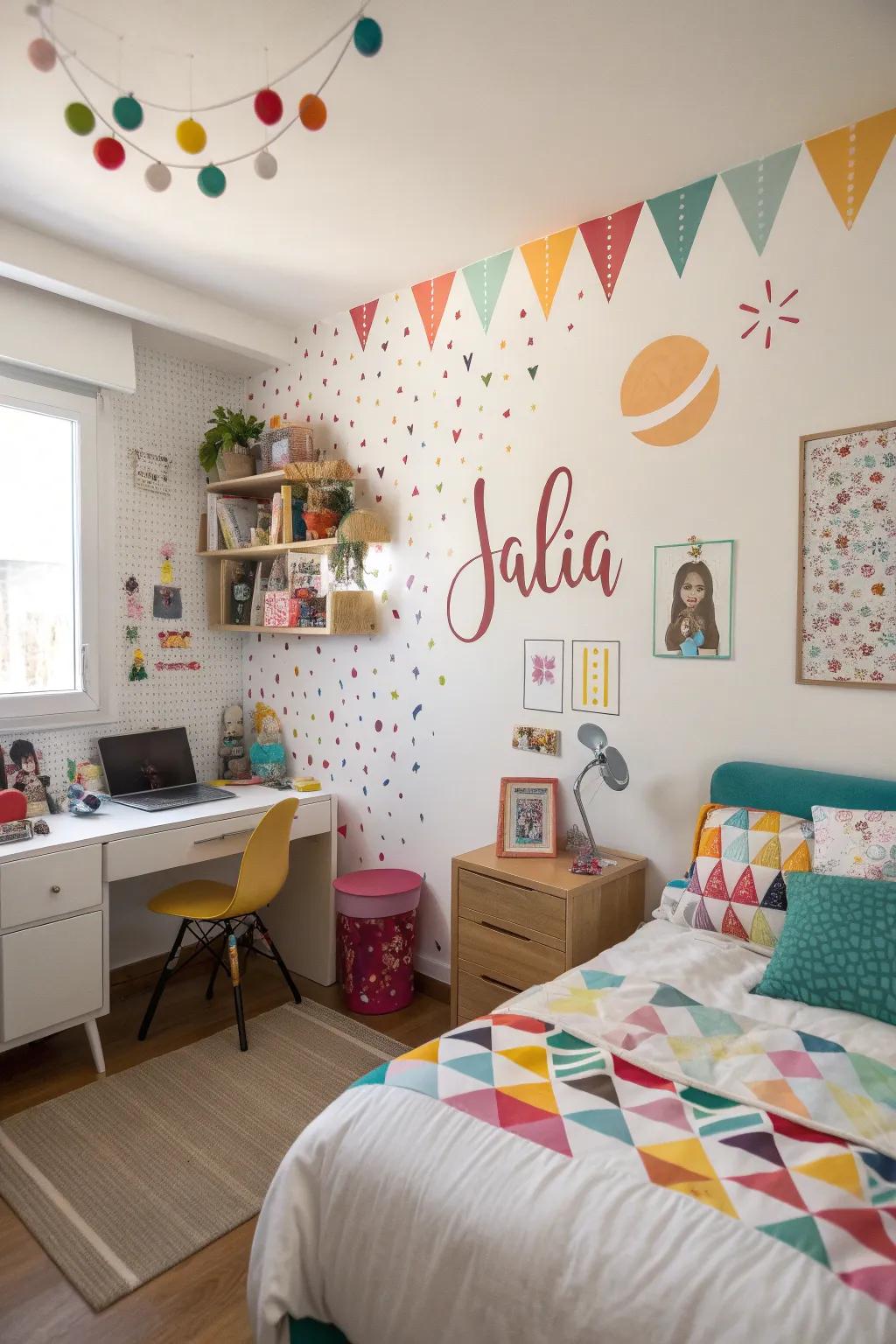 Custom wall art adds a special, personal touch to the nursery.