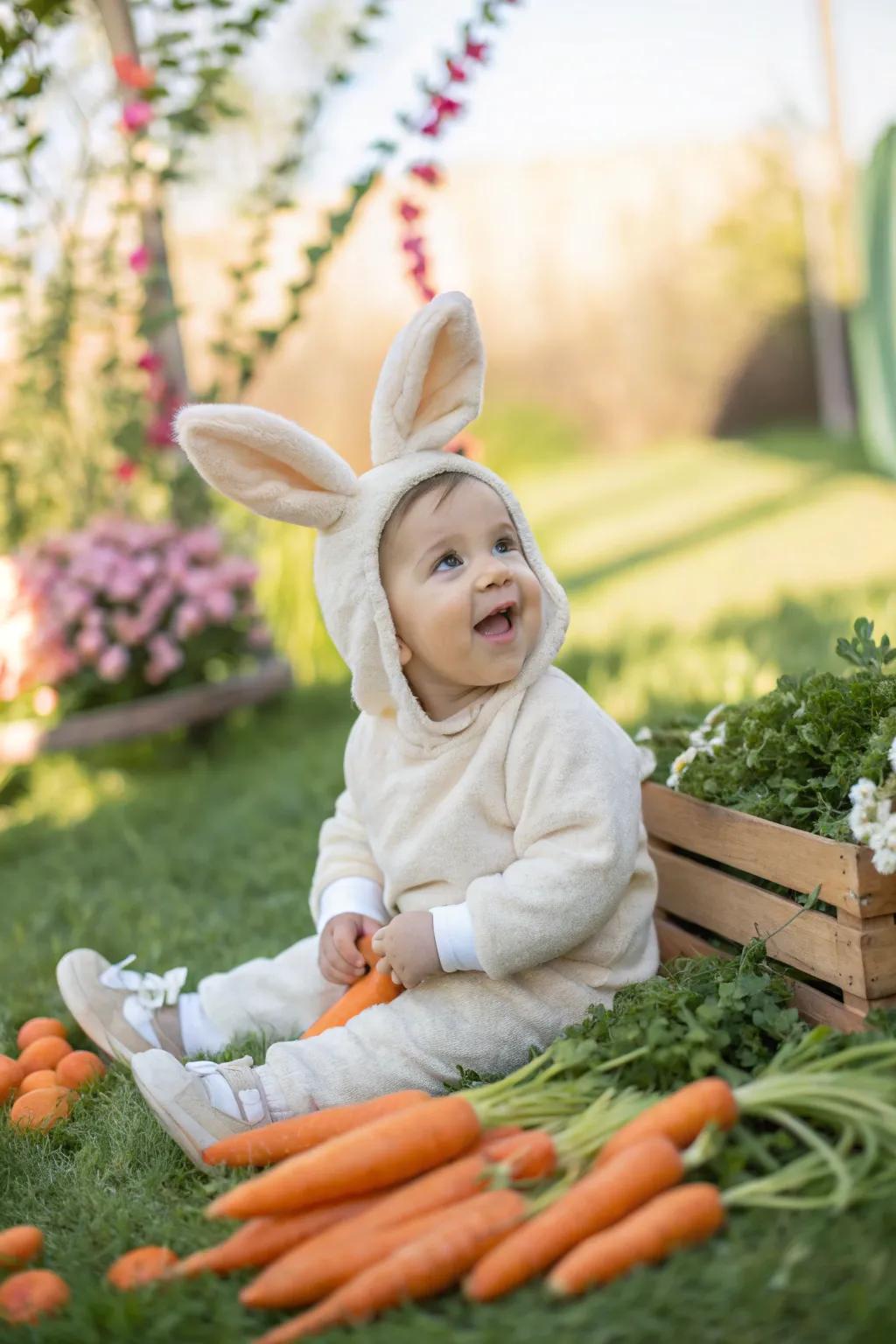 A baby dressed as a bunny, ready for Halloween fun.