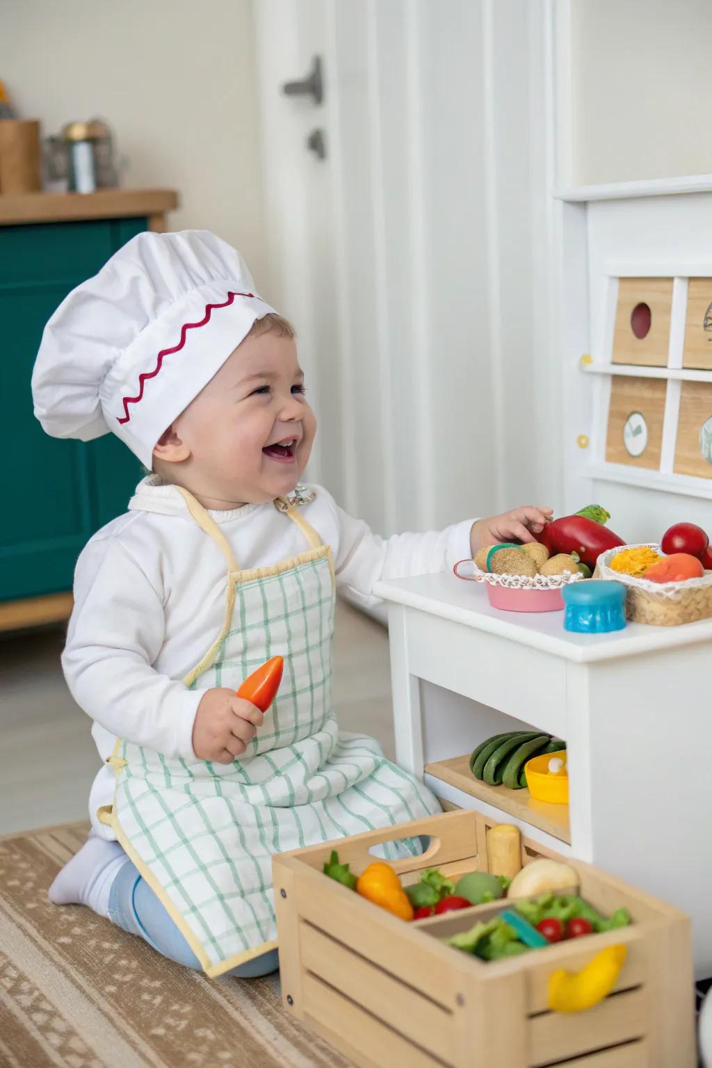 A mini chef ready to create Halloween magic.