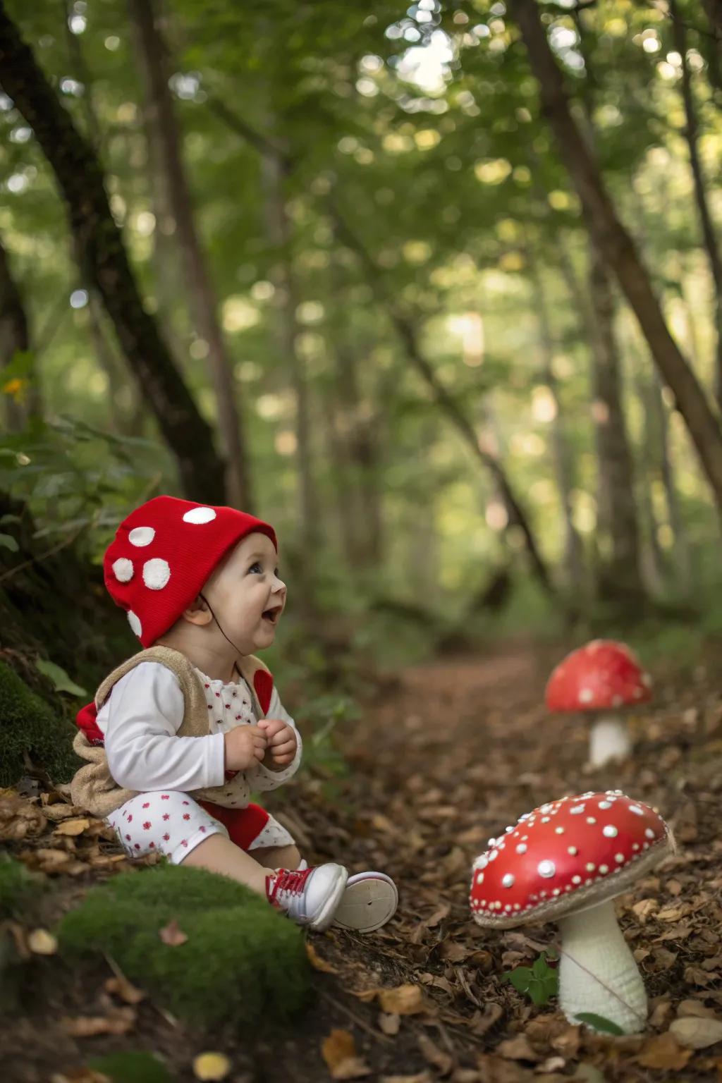 A whimsical mushroom costume perfect for Halloween.