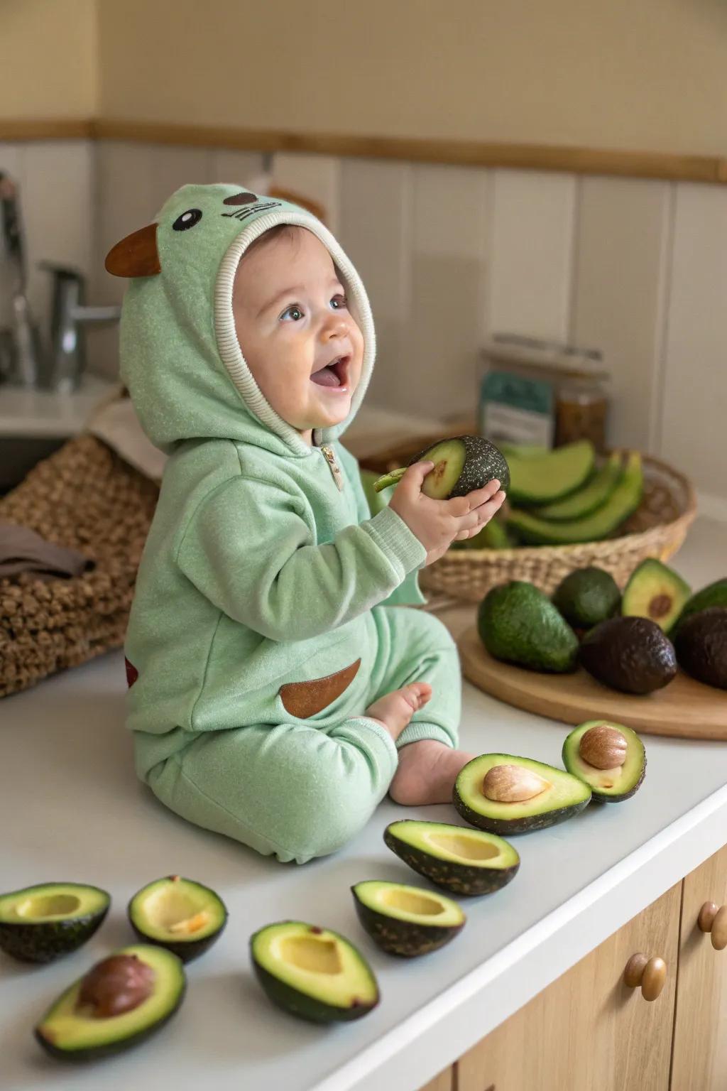 The cutest baby avocado costume around.