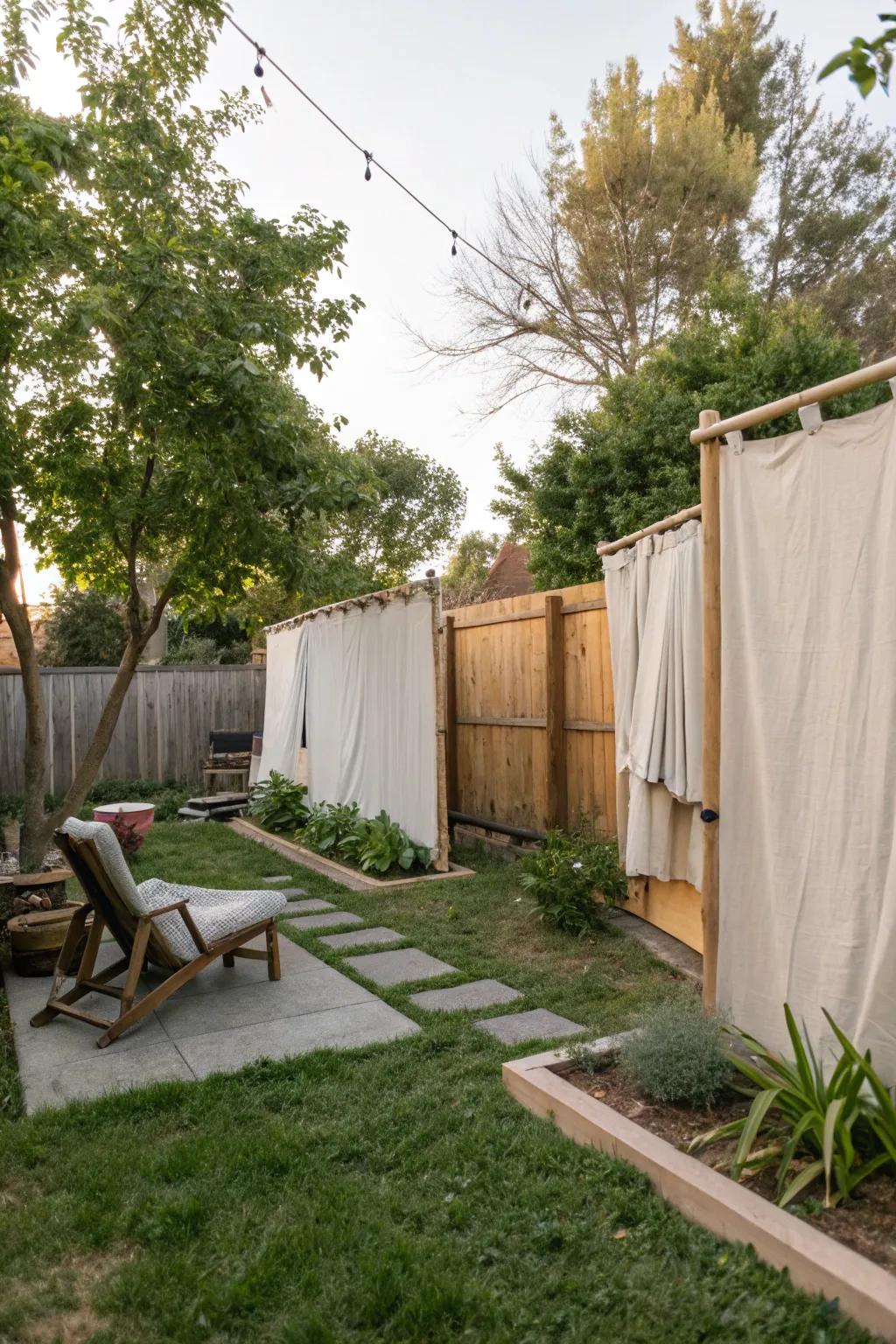 Canvas walls offering a stylish and adaptable privacy solution.