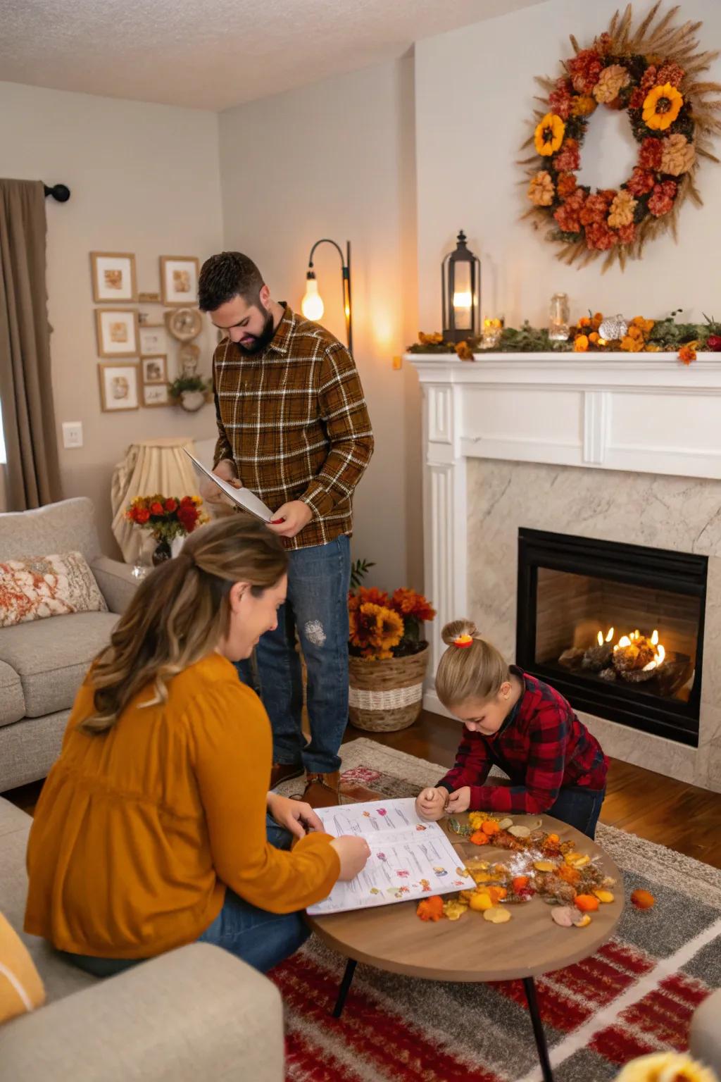 Guests enjoying an interactive Thanksgiving scavenger hunt.