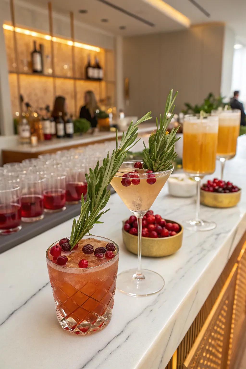 Colorful seasonal cocktails adding flair to the celebration.