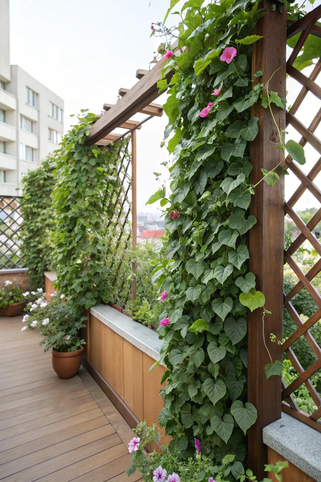 Create a lush vertical garden to boost privacy in tight spaces.
