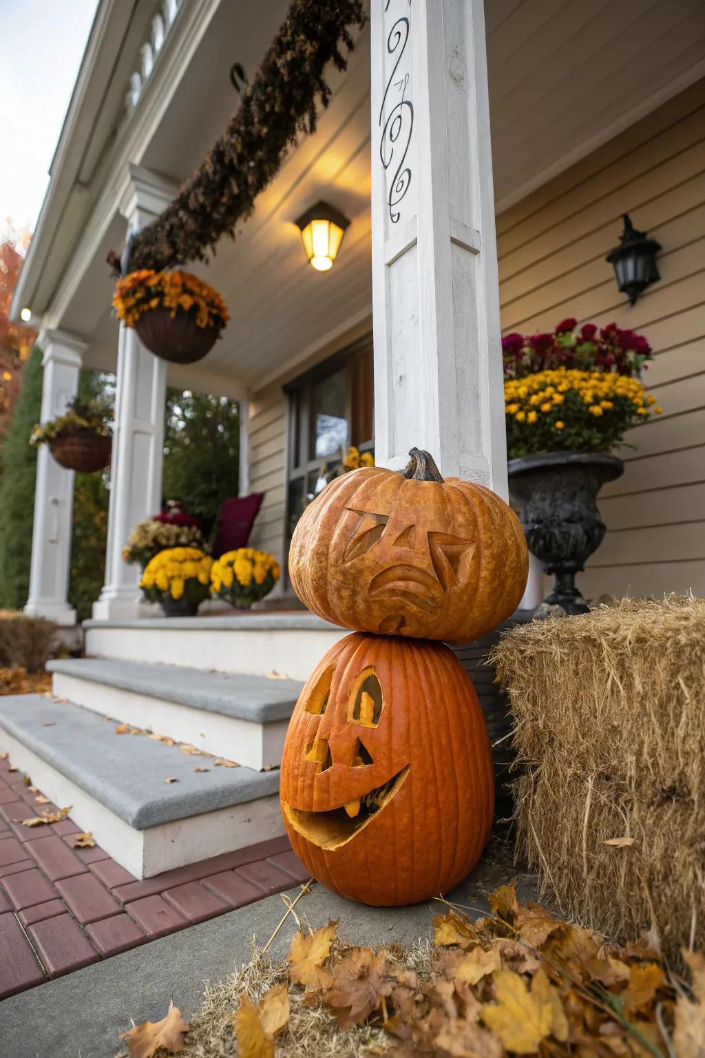 An upside-down pumpkin creating a surprising and humorous effect.