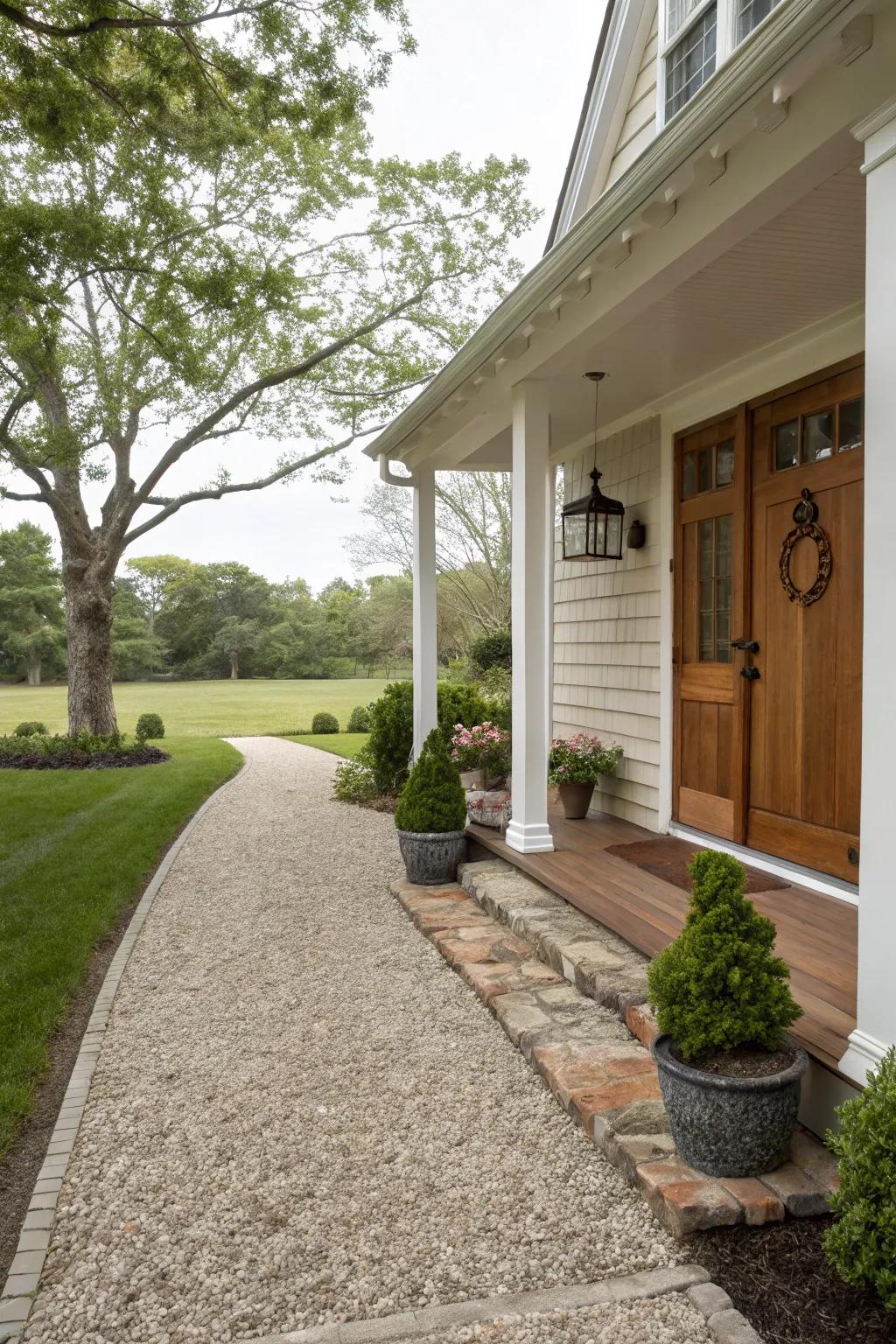 A warm and inviting front entrance pathway.