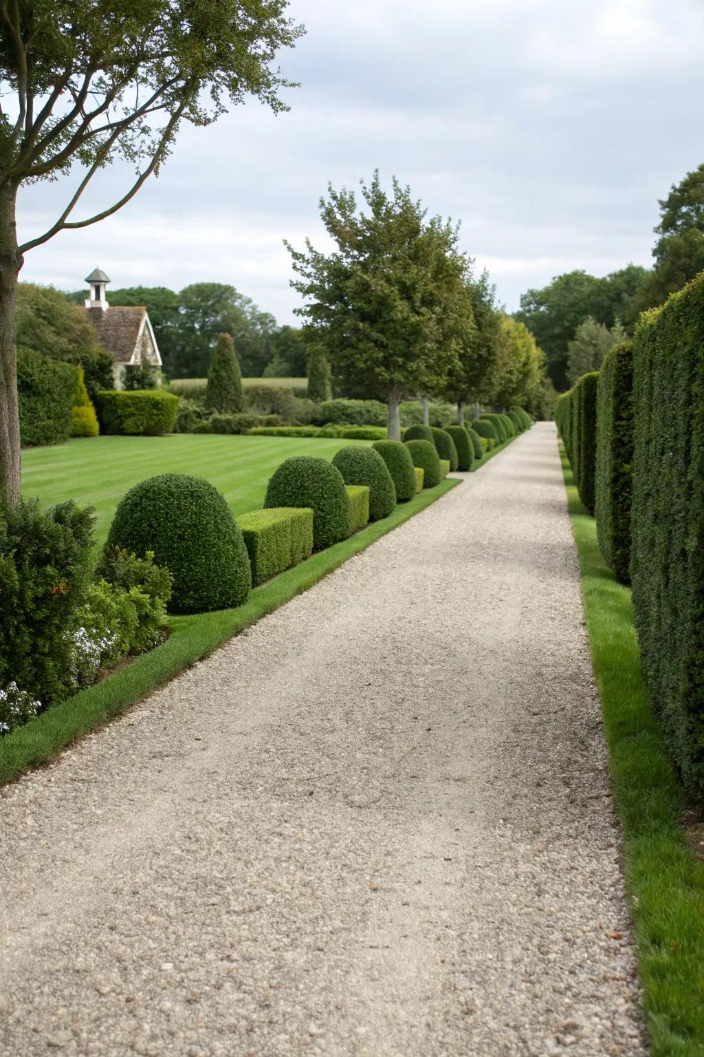 A classic driveway enhanced with gravel for lasting appeal.