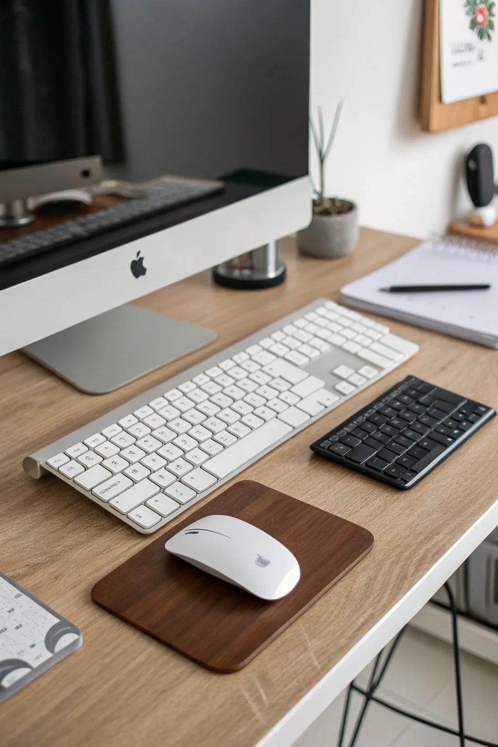 Cord-free peripherals maintain a clutter-free workspace.