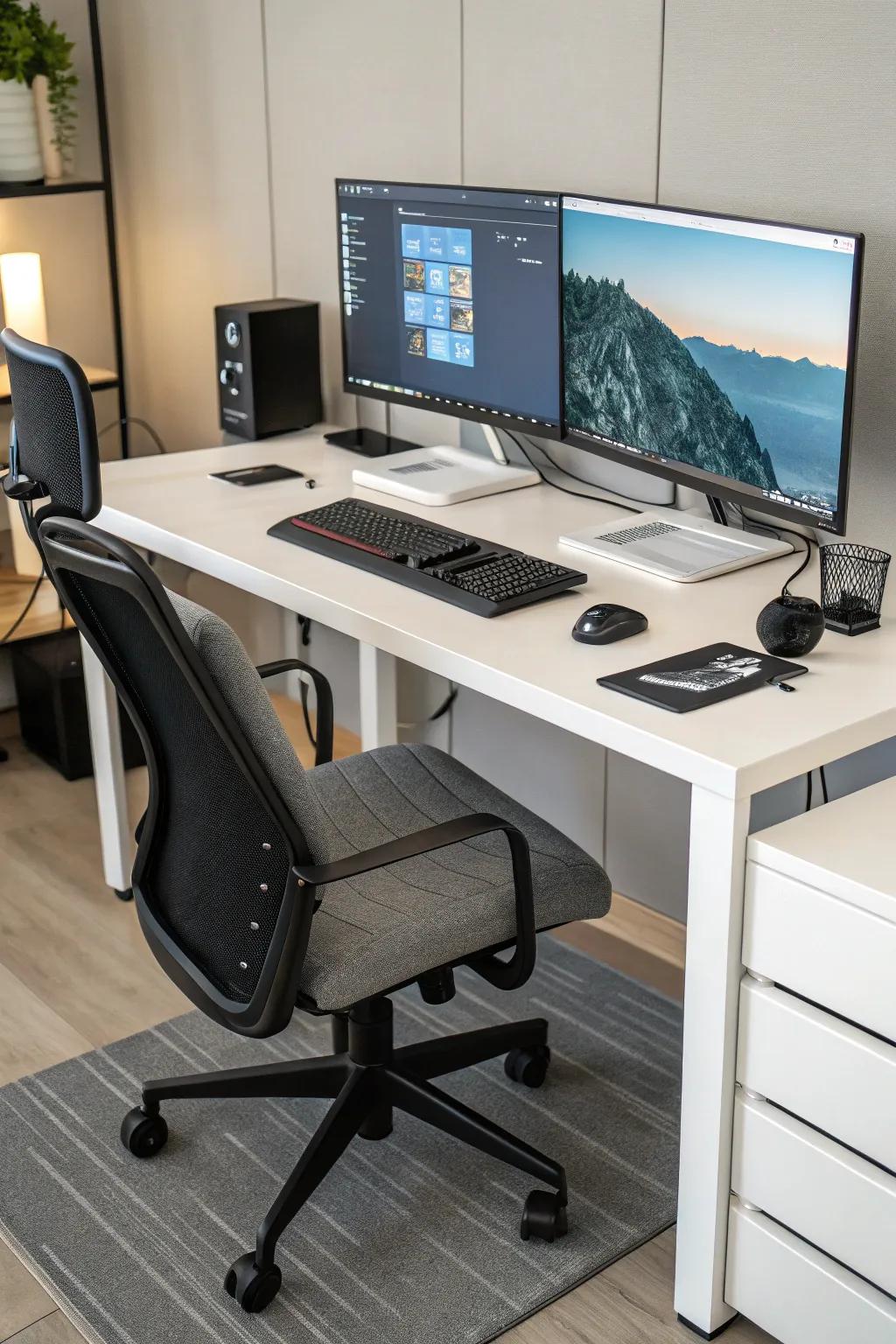 Enhance efficiency through a dual monitor configuration.