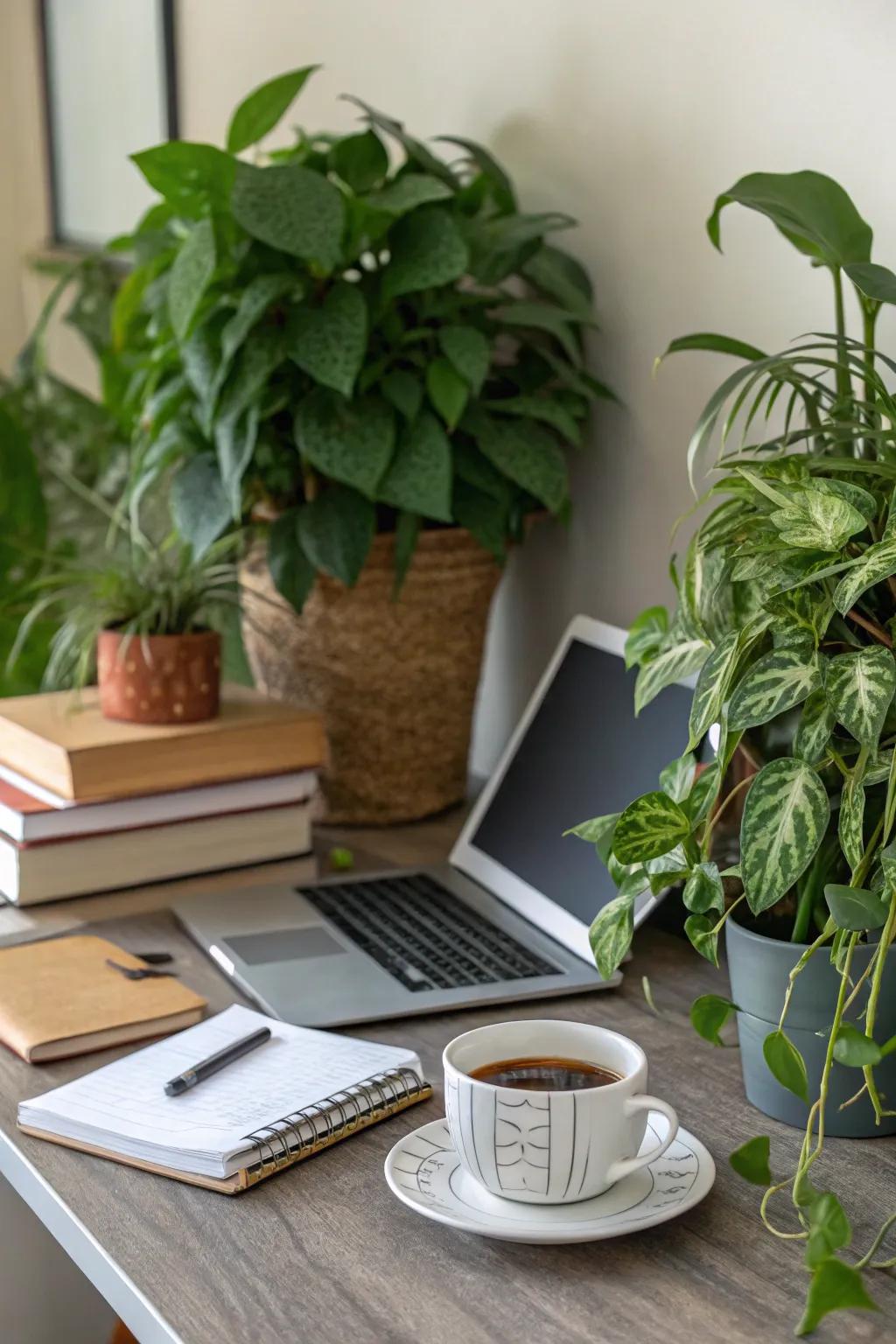 Indoor flora adds vitality and color to your workspace.