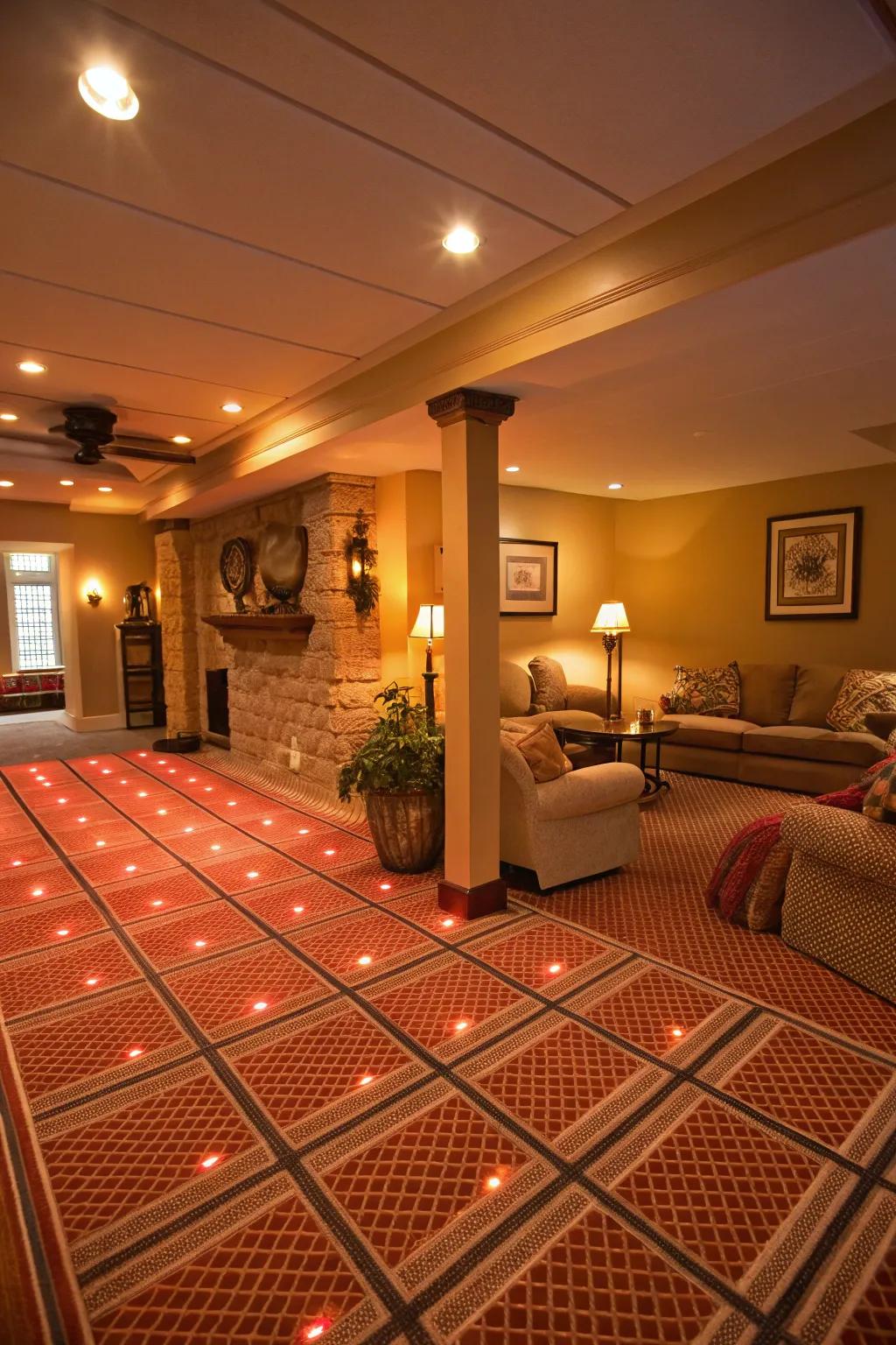 Radiant heating adds warmth and comfort to basement floors.