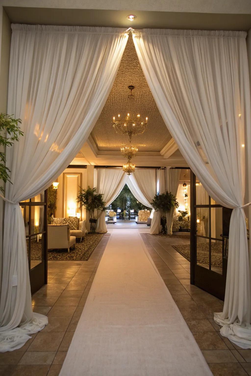 Fabric walkways elegantly guide guests into your event.