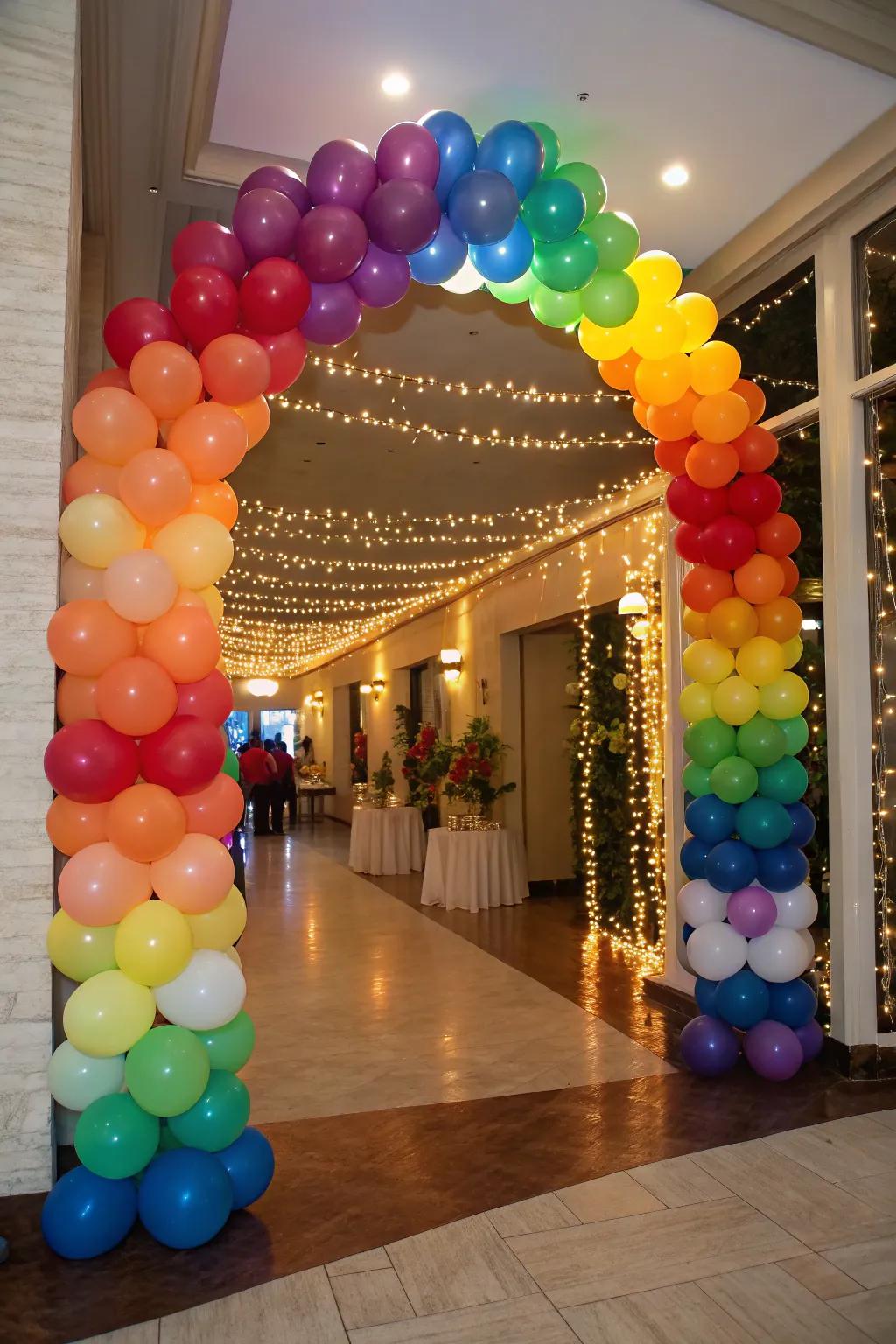 Colorful balloon arches bring energy and fun to your party entrance.