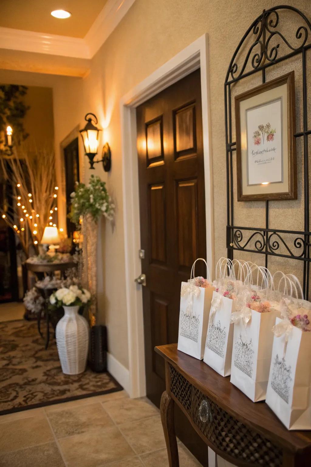 Customized gift bags make guests feel valued from the moment they arrive.