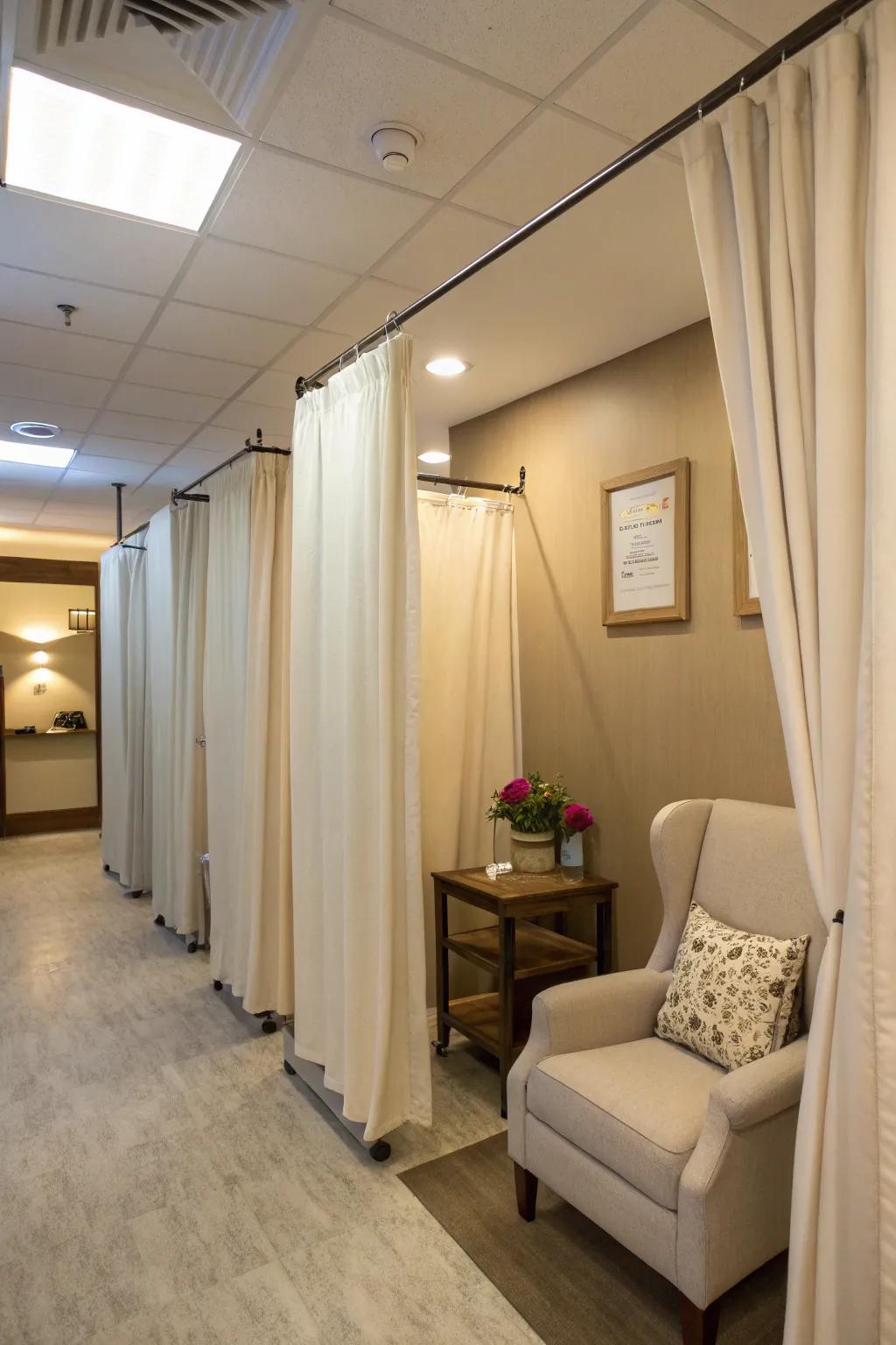 Refined drapes define personal and calm nursing environments.