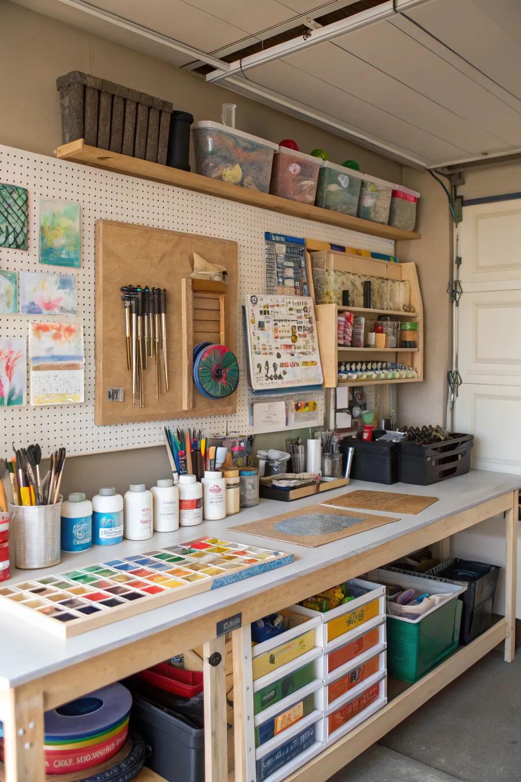 Dedicated hobby space sparks creativity in the garage.