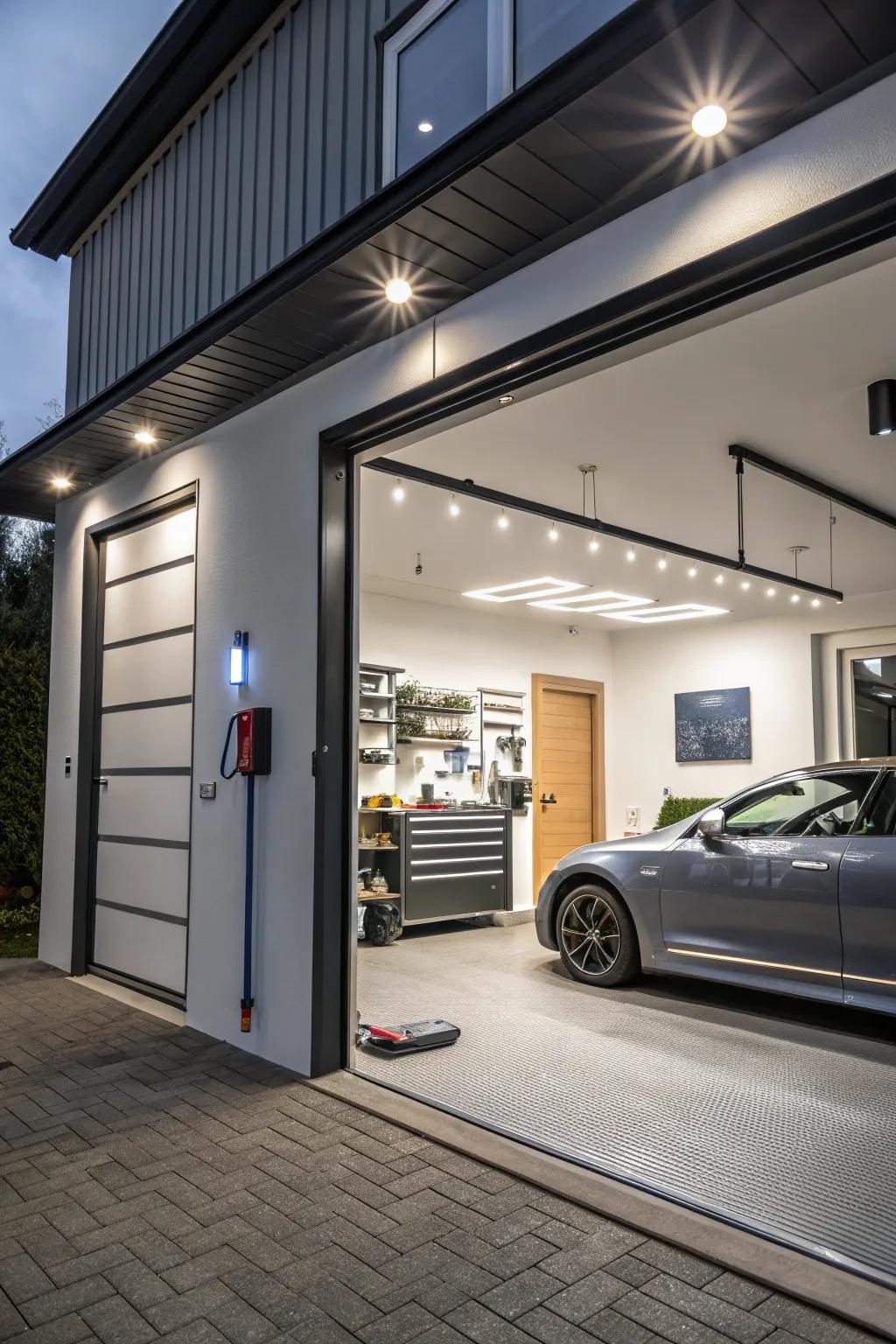 Smart technology enhances garage convenience.