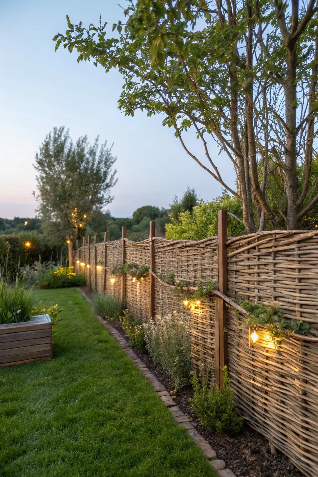 Woven willow edging delivers countryside elegance and enchantment.
