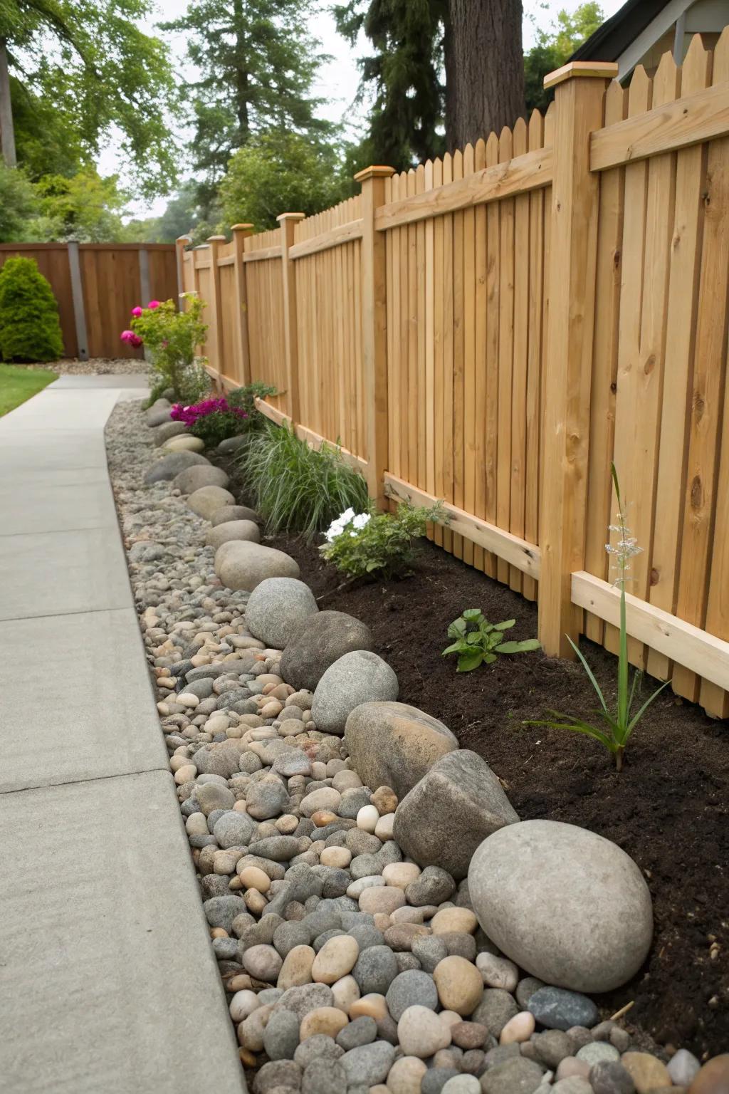A stone border introduces a dash of timeless grace to any fence.