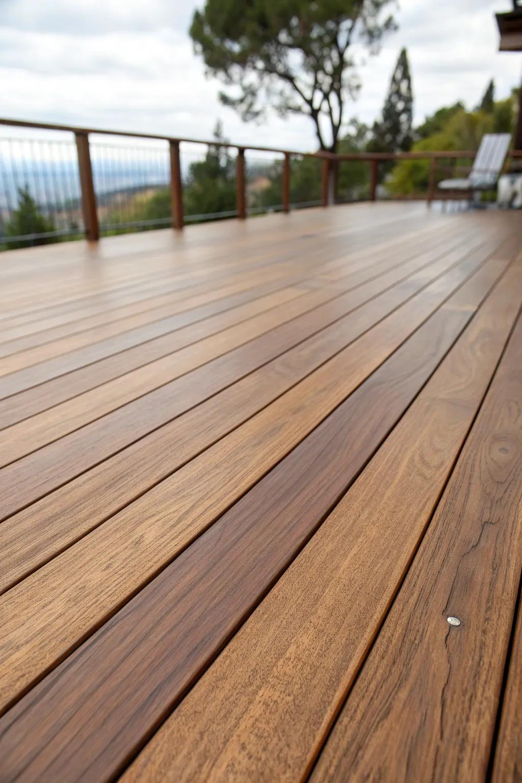 Clear sealant highlights the beauty of cumaru wood.