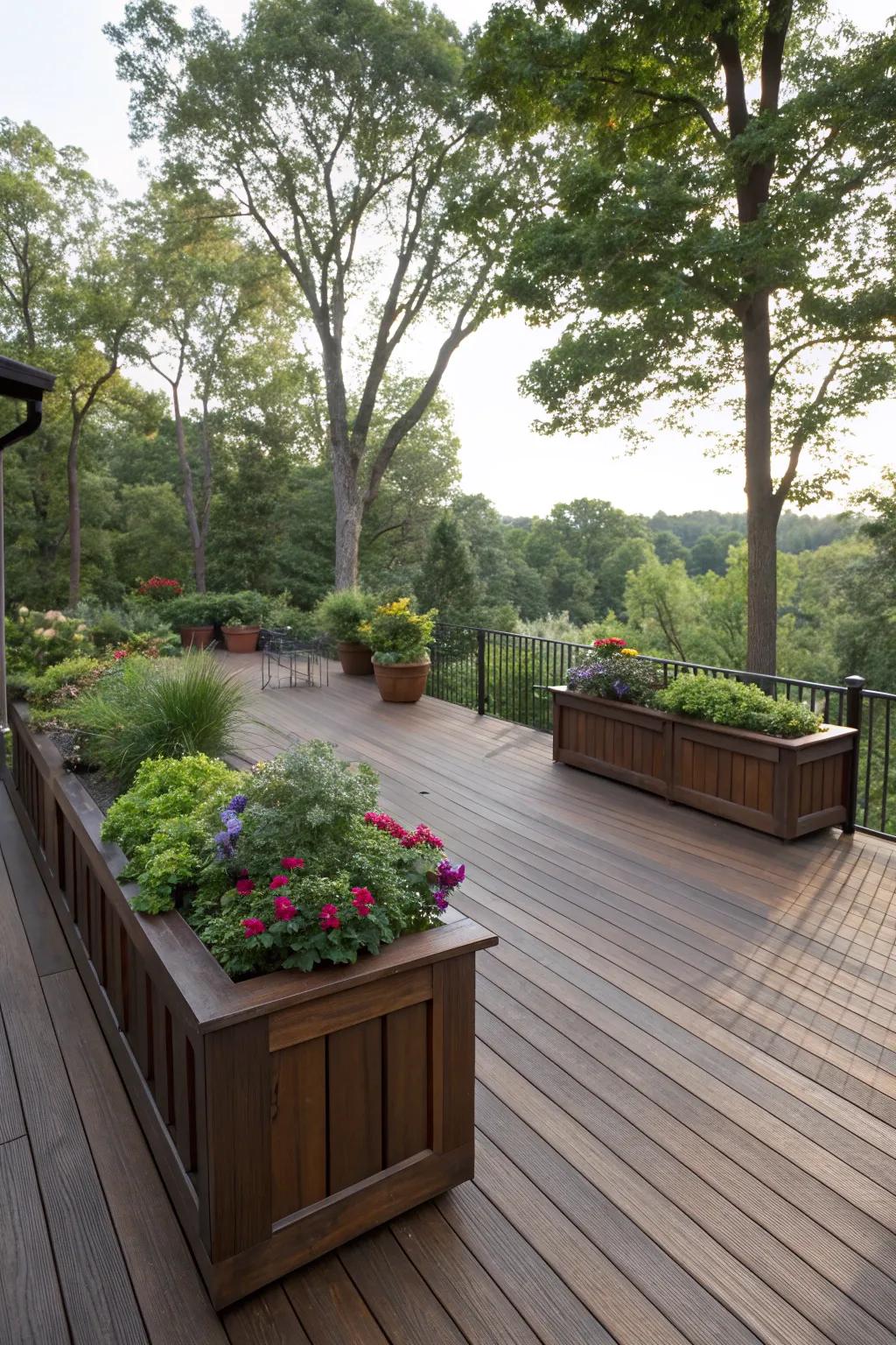 Integrating greenery enhances your deck’s appeal.