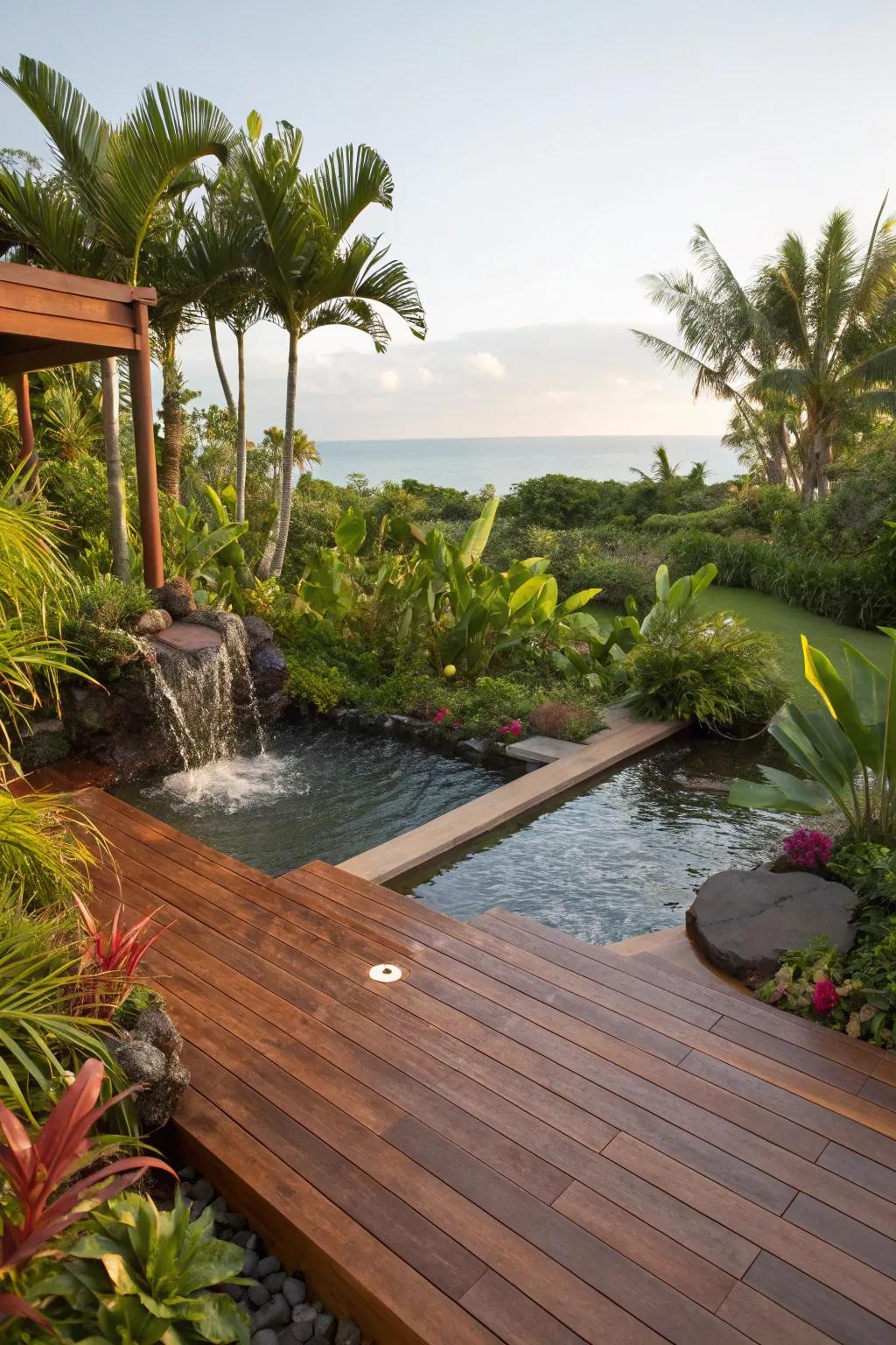A cumaru deck evokes a tropical paradise.