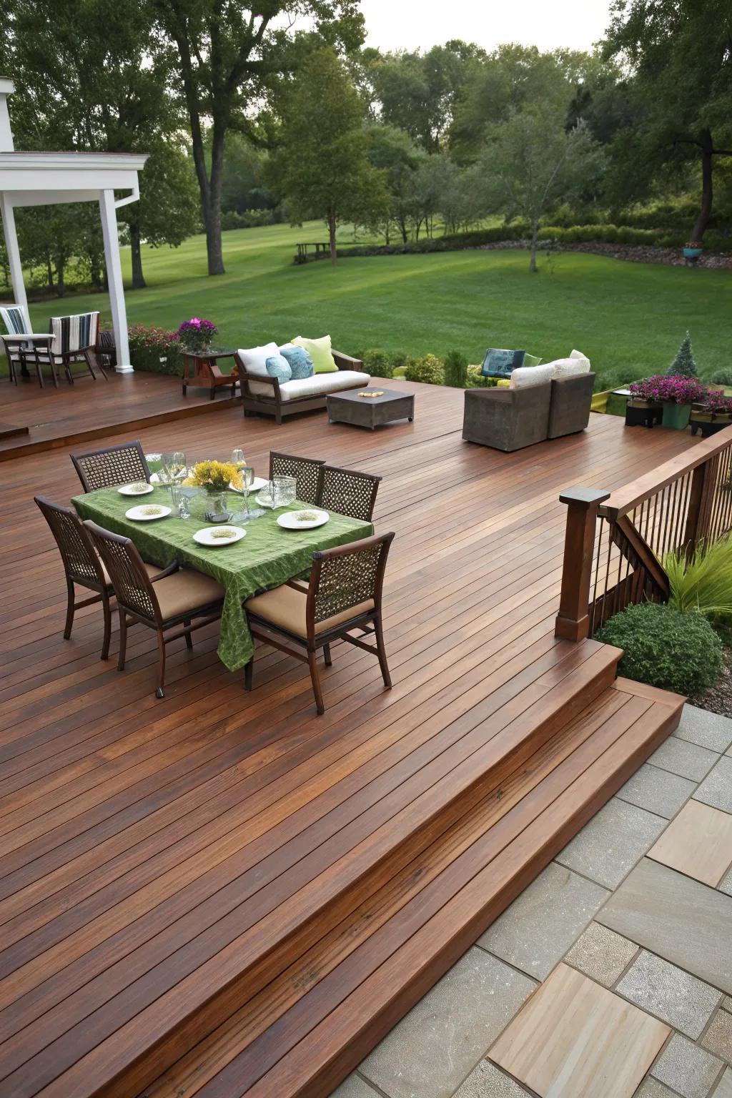 Create distinct zones for relaxation, dining, and socializing.