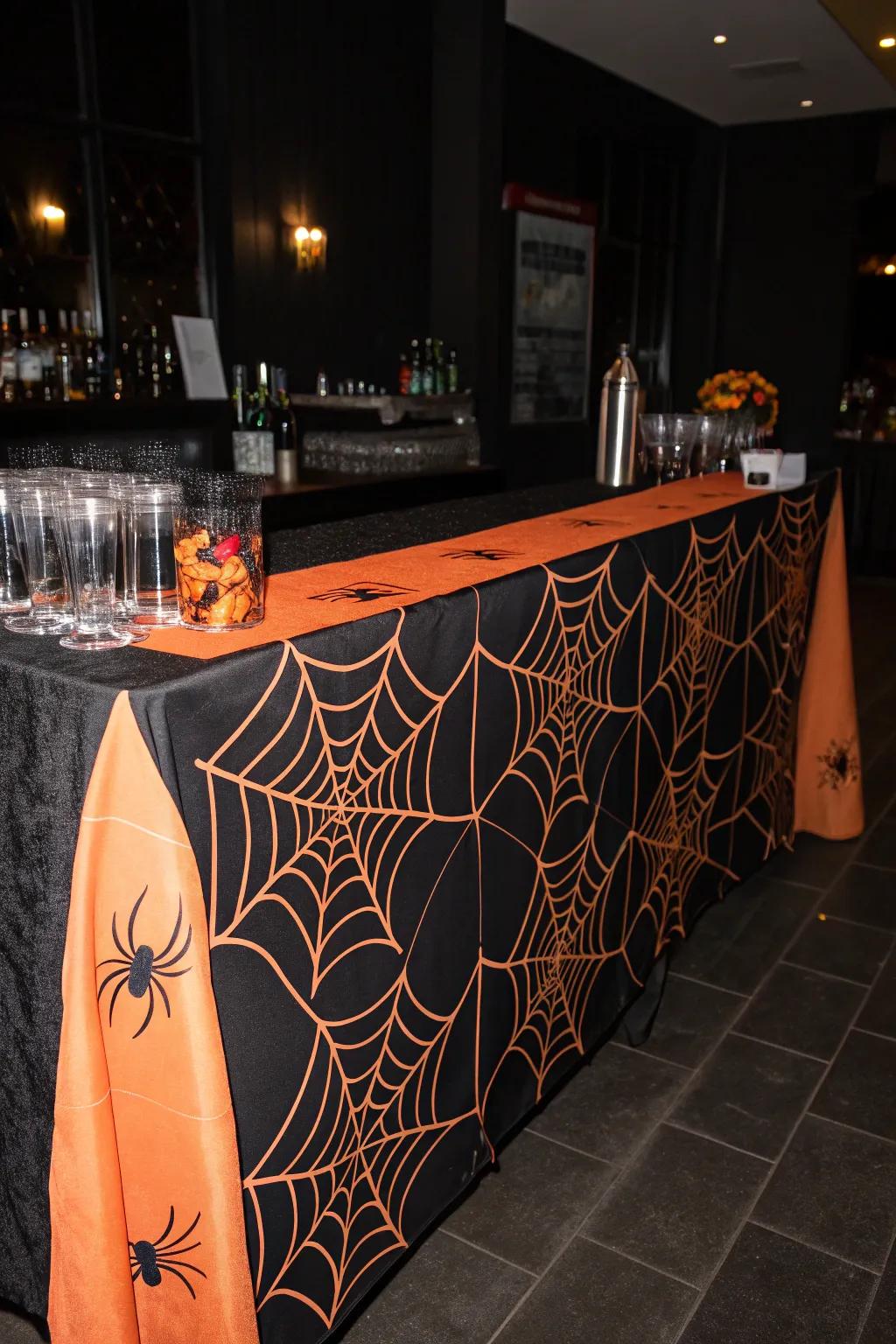 Set the mood with themed linens and spooky accents.