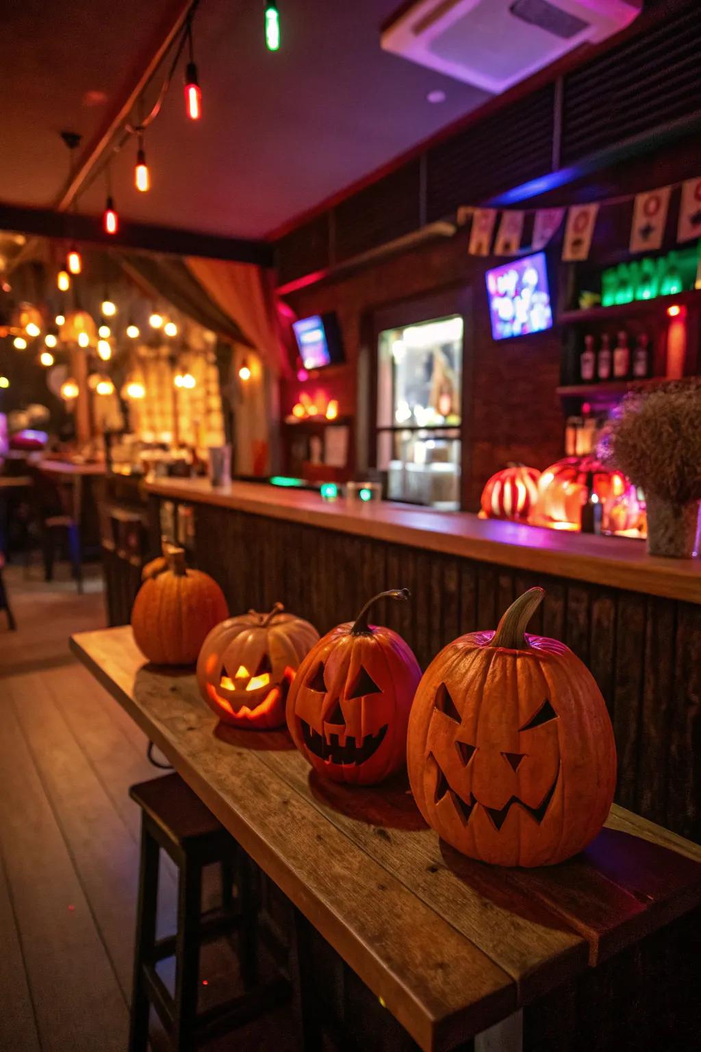 Light up your bar with glowing pumpkin lanterns.