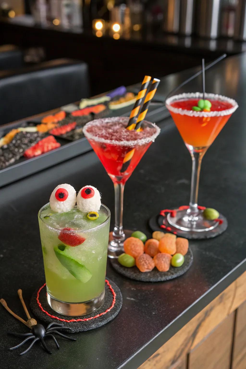 Keep the theme alive with spooky garnishes.