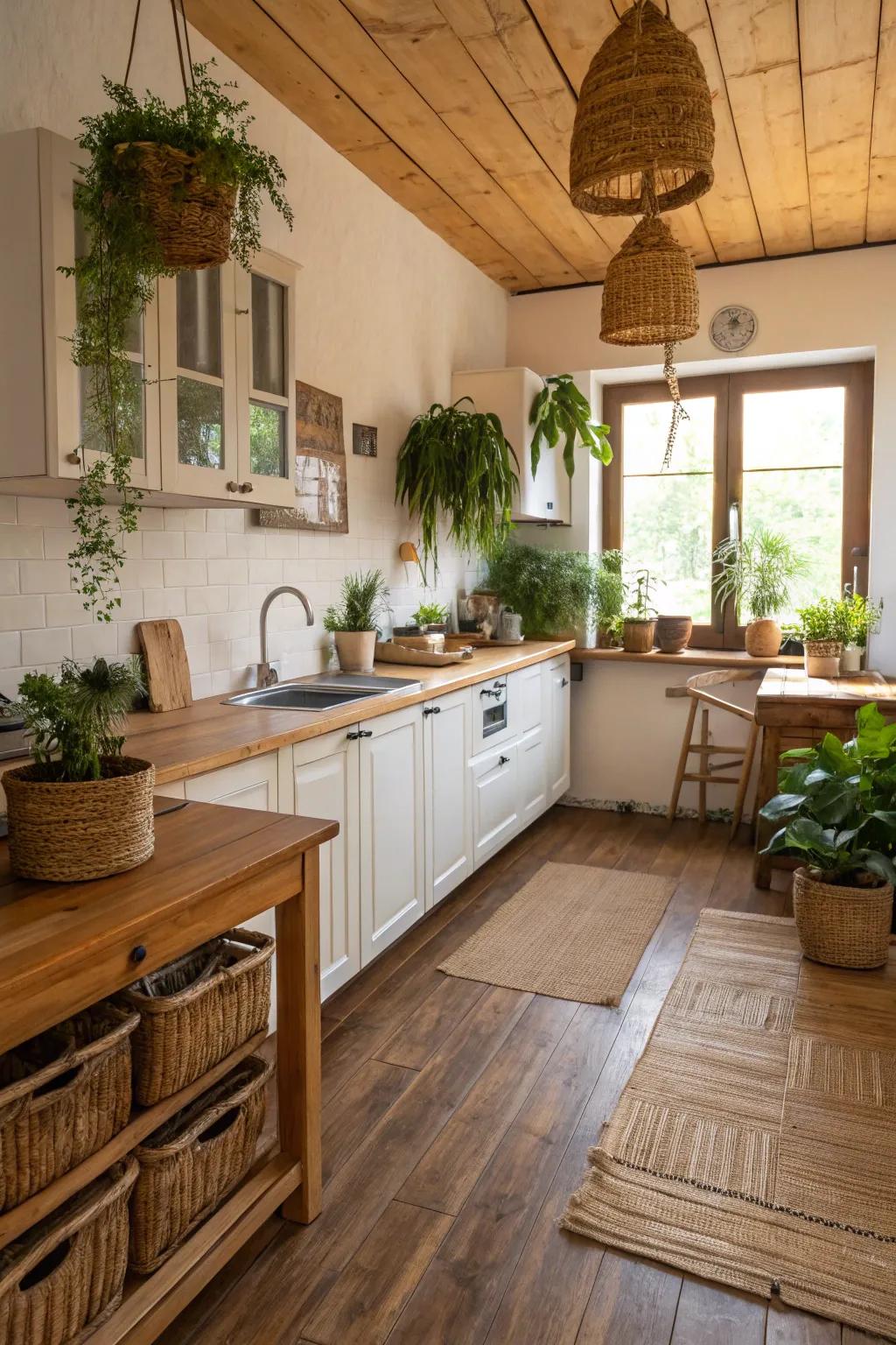 Bamboo floors offer eco-friendly rustic elegance.