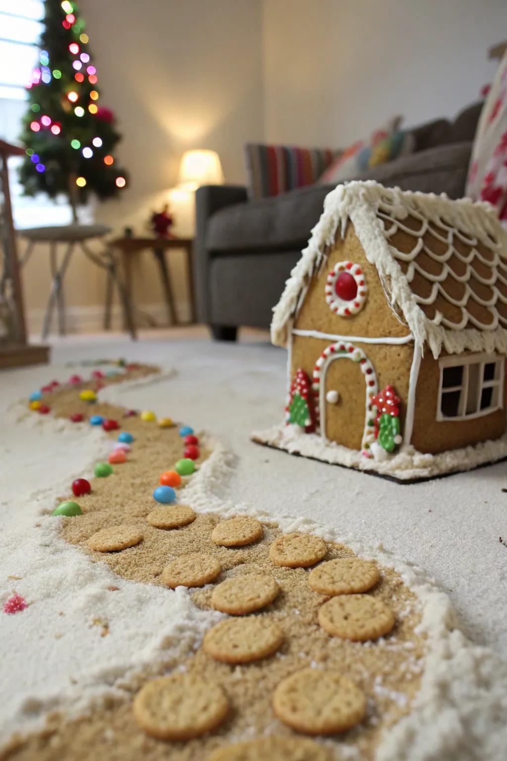 Crushed vanilla cookies create inviting sandy walkways.