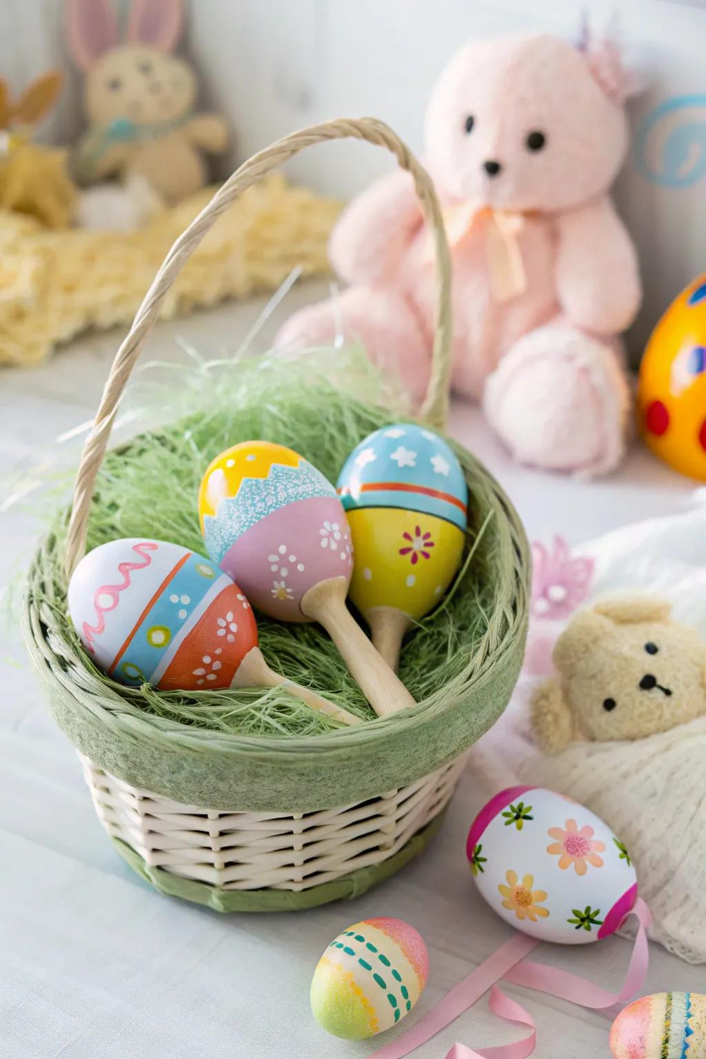 Easter egg maracas add a fun rhythm to the festivities.