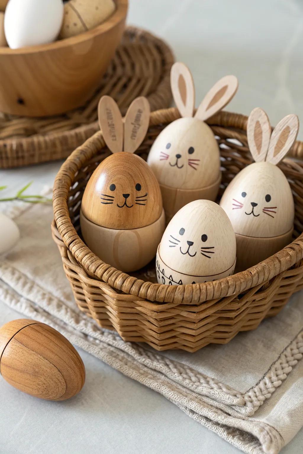 Wooden toys blend sustainability with Easter charm.