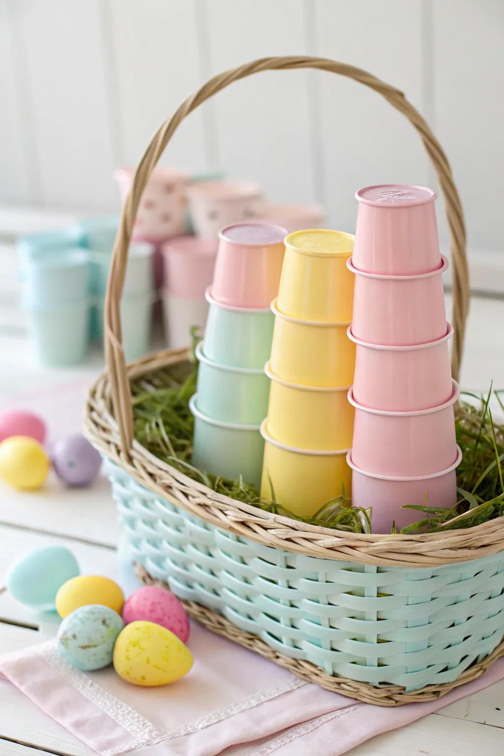 Stacking cups encourage learning and play during Easter.