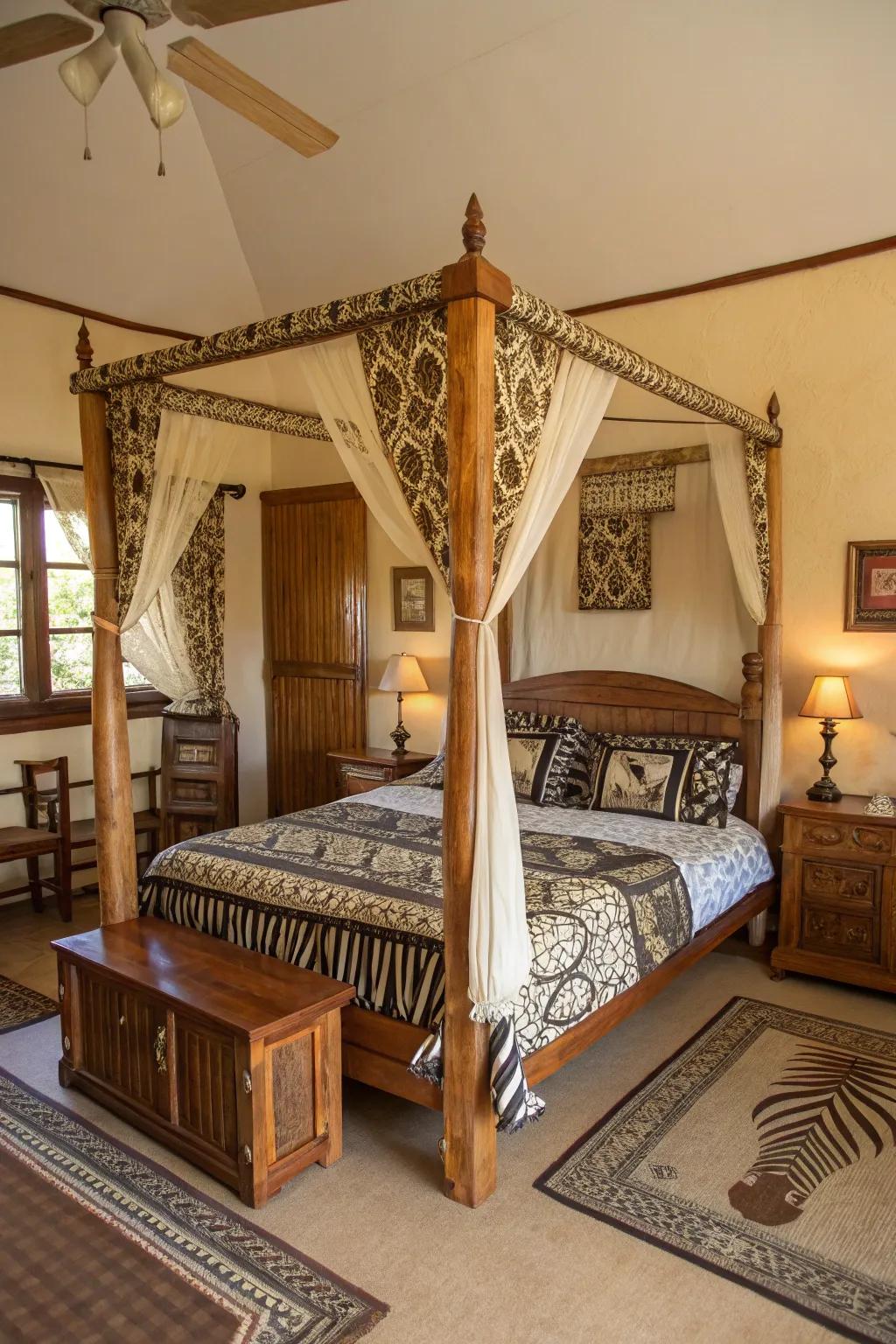 Distinctive furniture pieces add character and interest to the room.