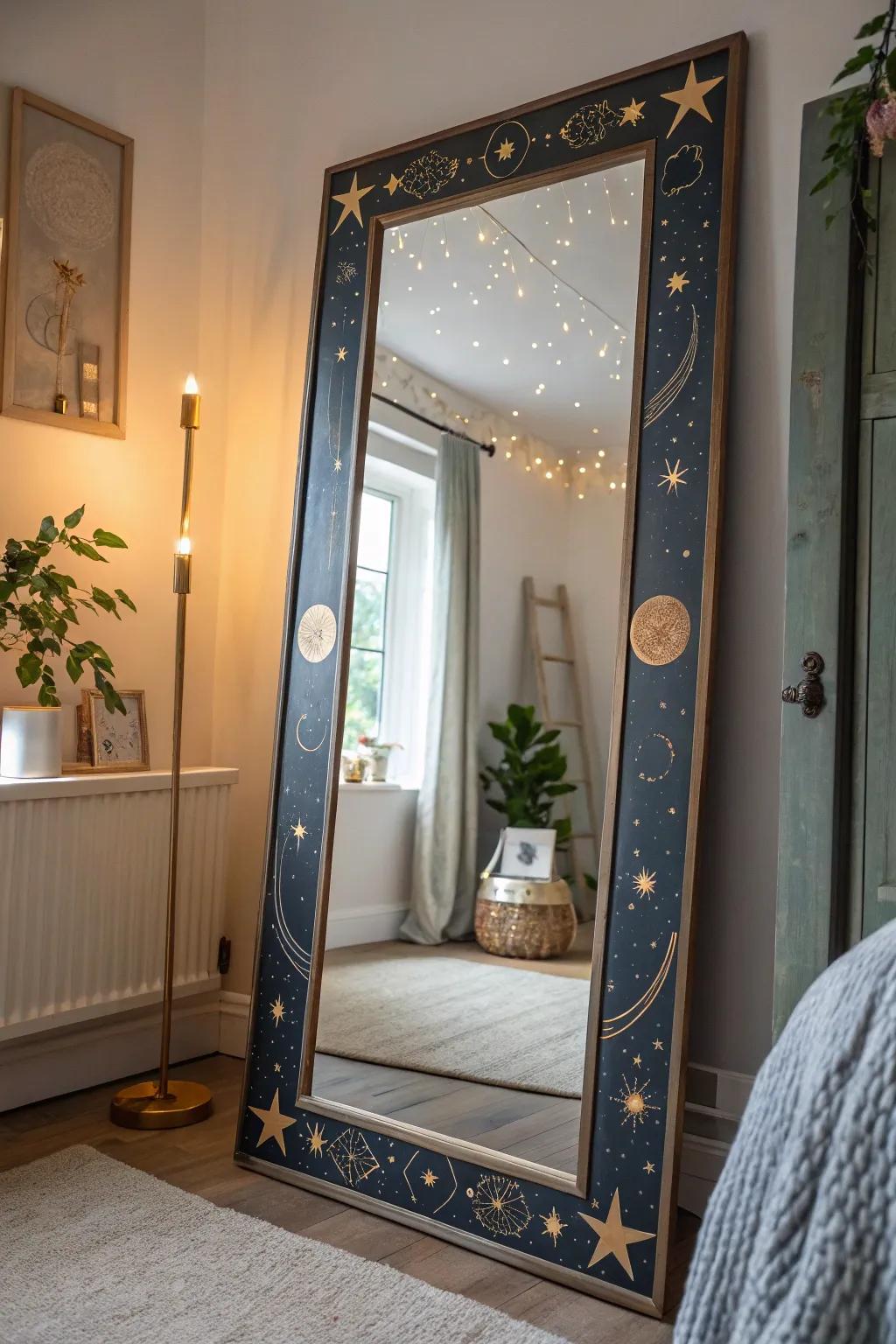 Mirrors with starry frames enhance light and space in your home.