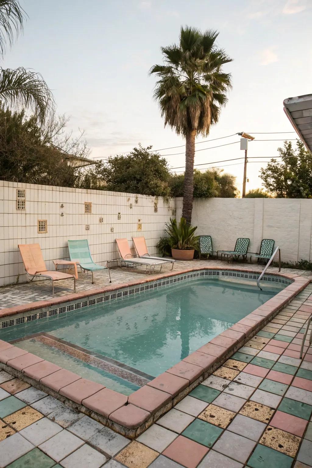 Mini pool featuring vintage charm and retro flair.
