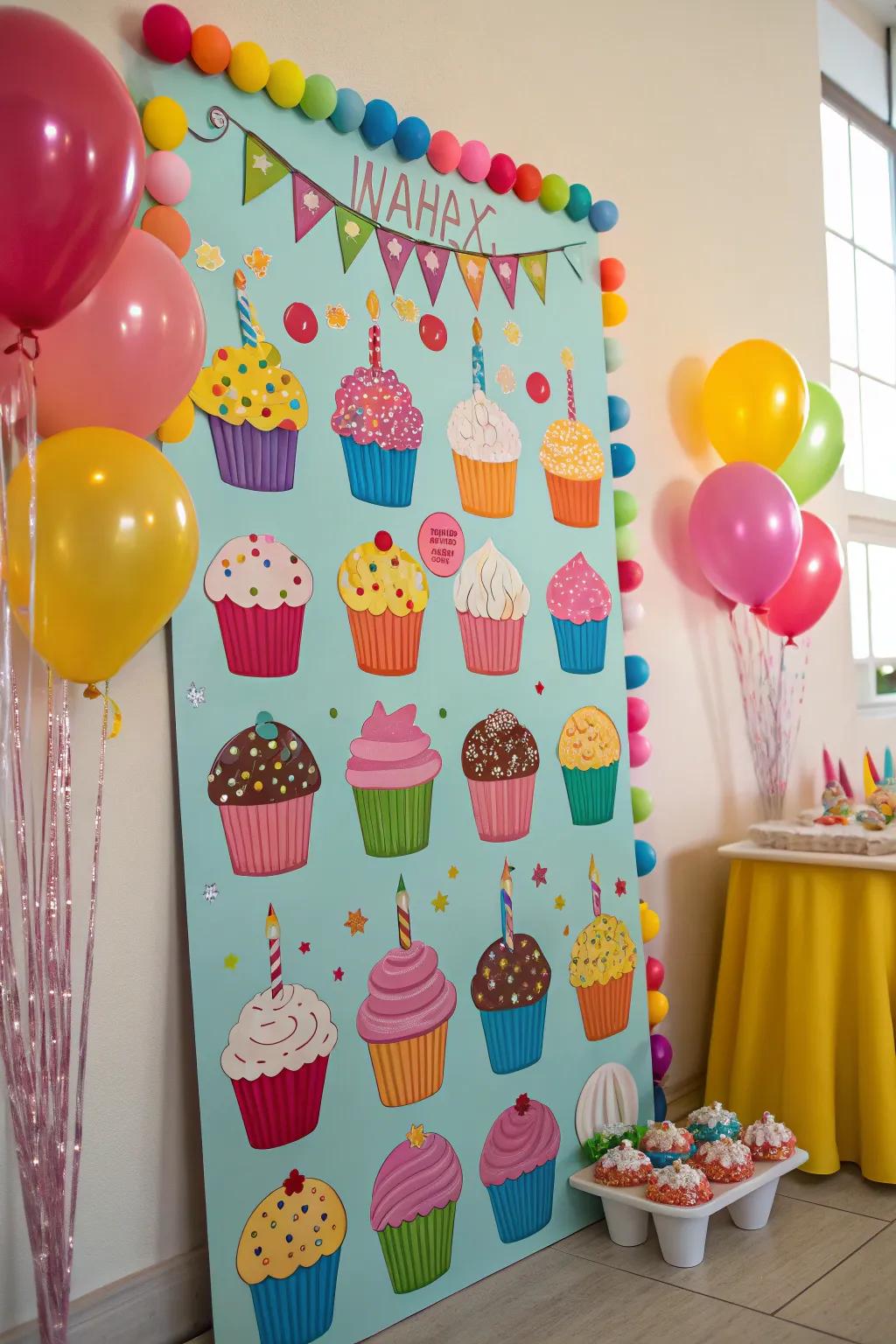 A delightful birthday display inspired by frosted sweets and confections.