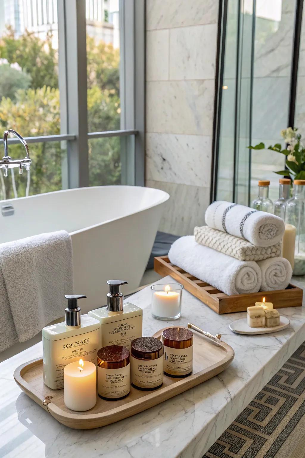 A premium bath set for a spa-like retreat at home.
