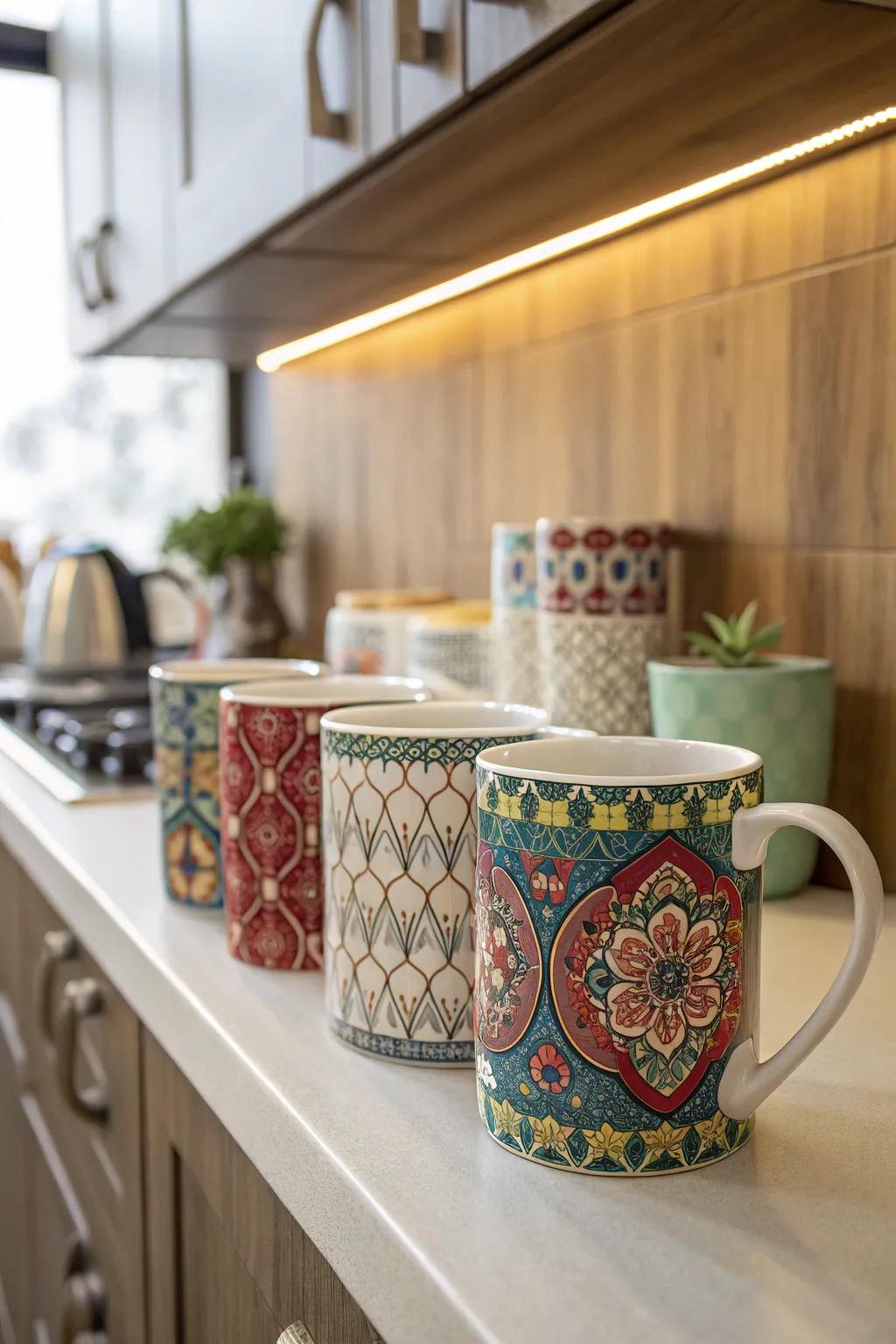 A chic collection of coffee mugs perfect for new beginnings.