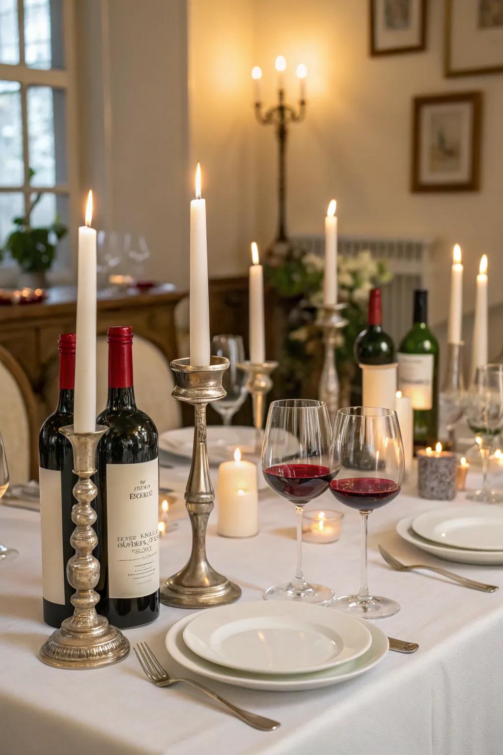 Candles create a warm and inviting atmosphere for wine nights.