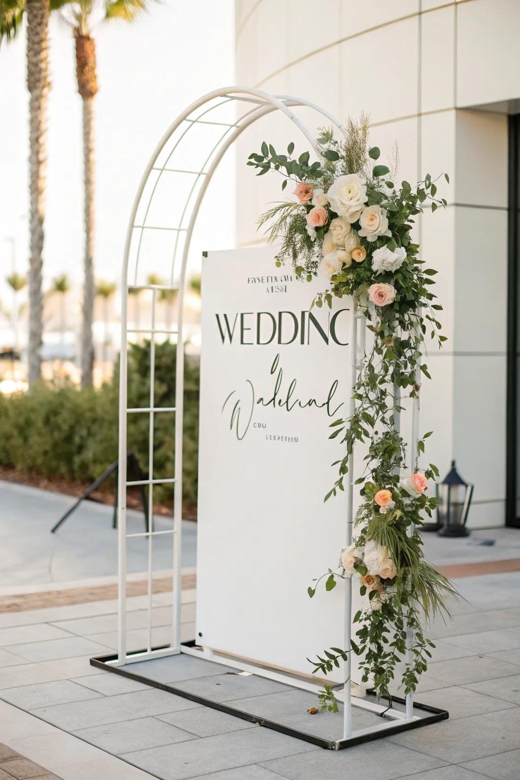 Arched plaques introducing a contemporary and elegant nuance to weddings.