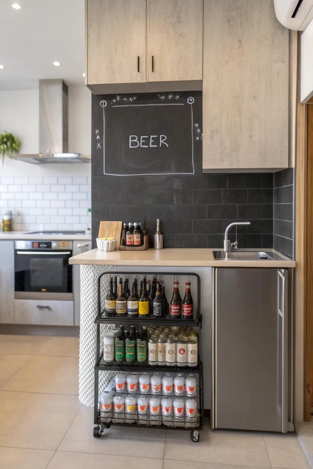 Customizable slate board enhancing beer display interaction.