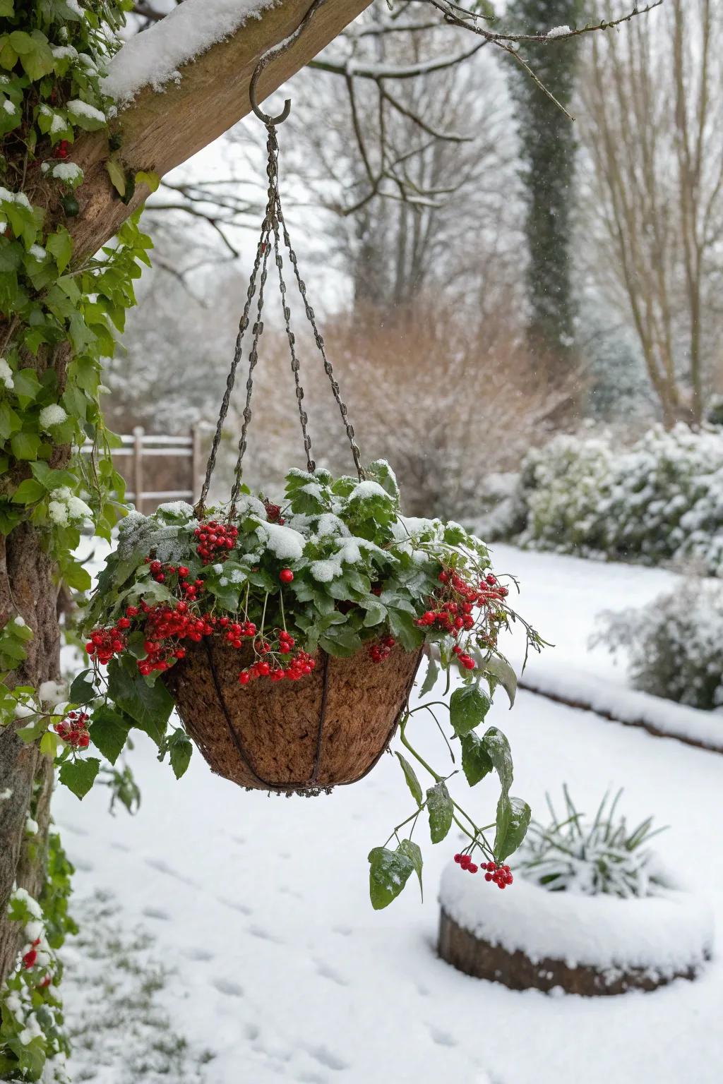 Red fruits bring joyful color to winter arrangements.