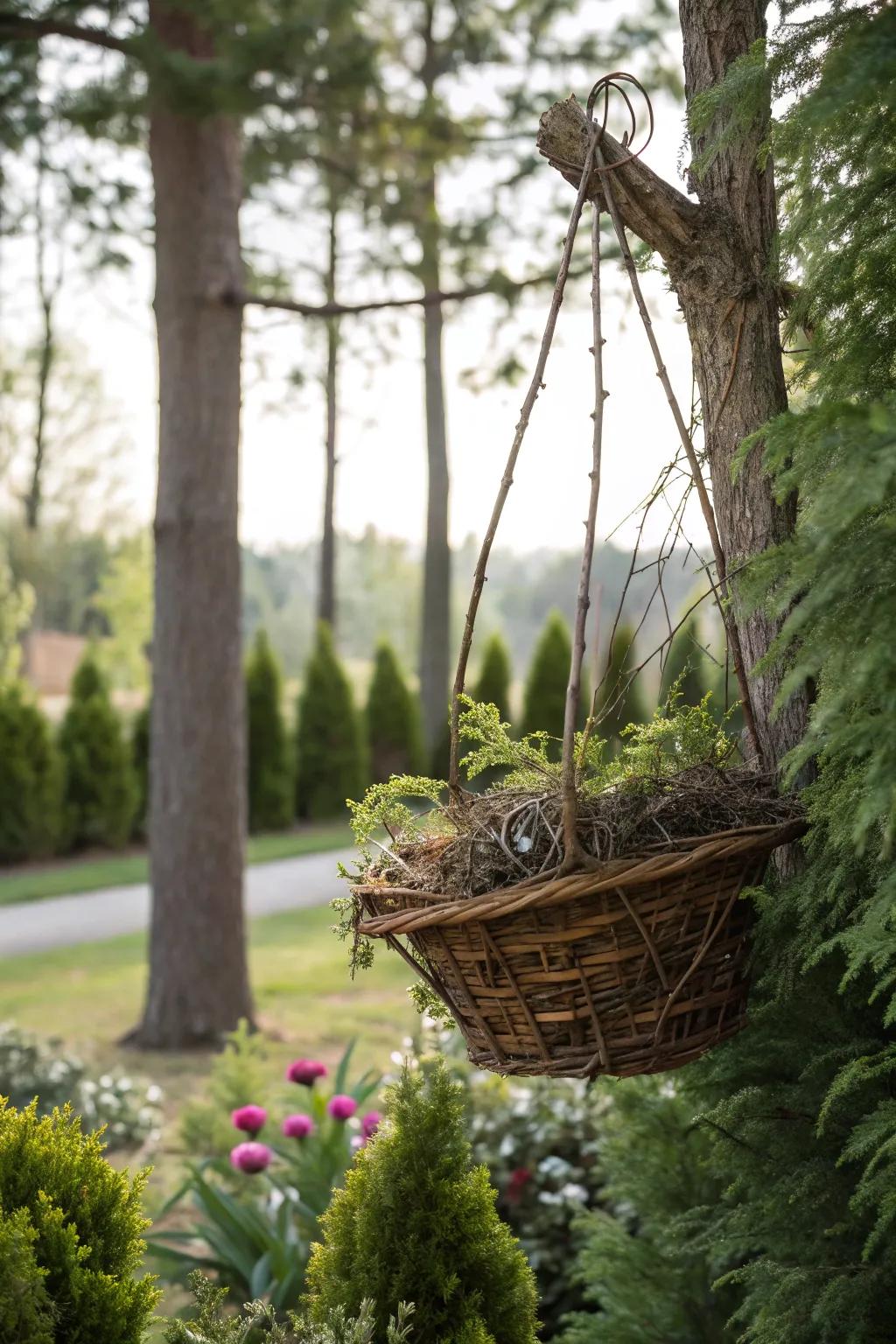 Sprigs add a rustic touch to winter baskets.