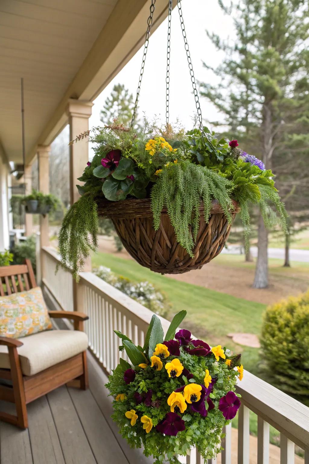 Pansies provide bright blooms during winter.